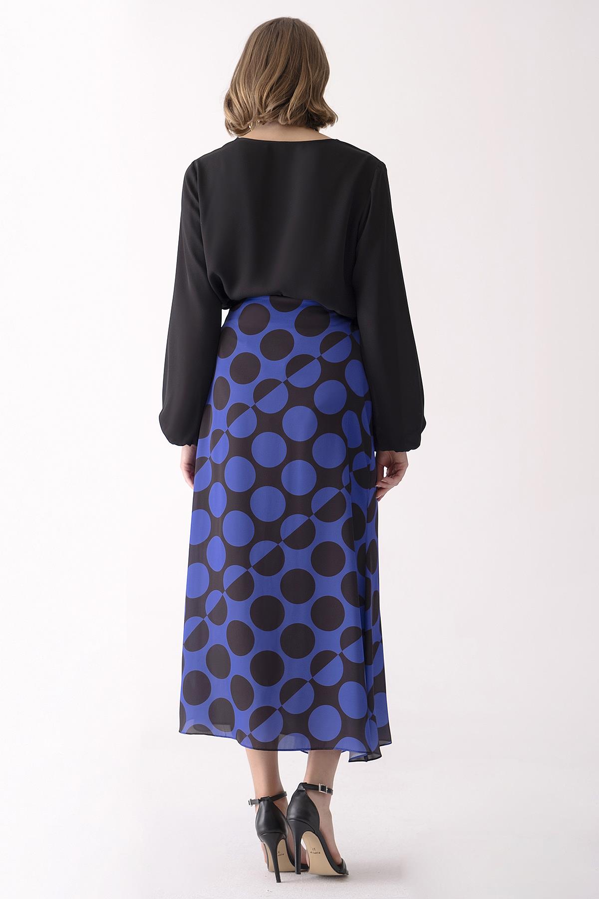 Puantiye Desenli Saten Etek