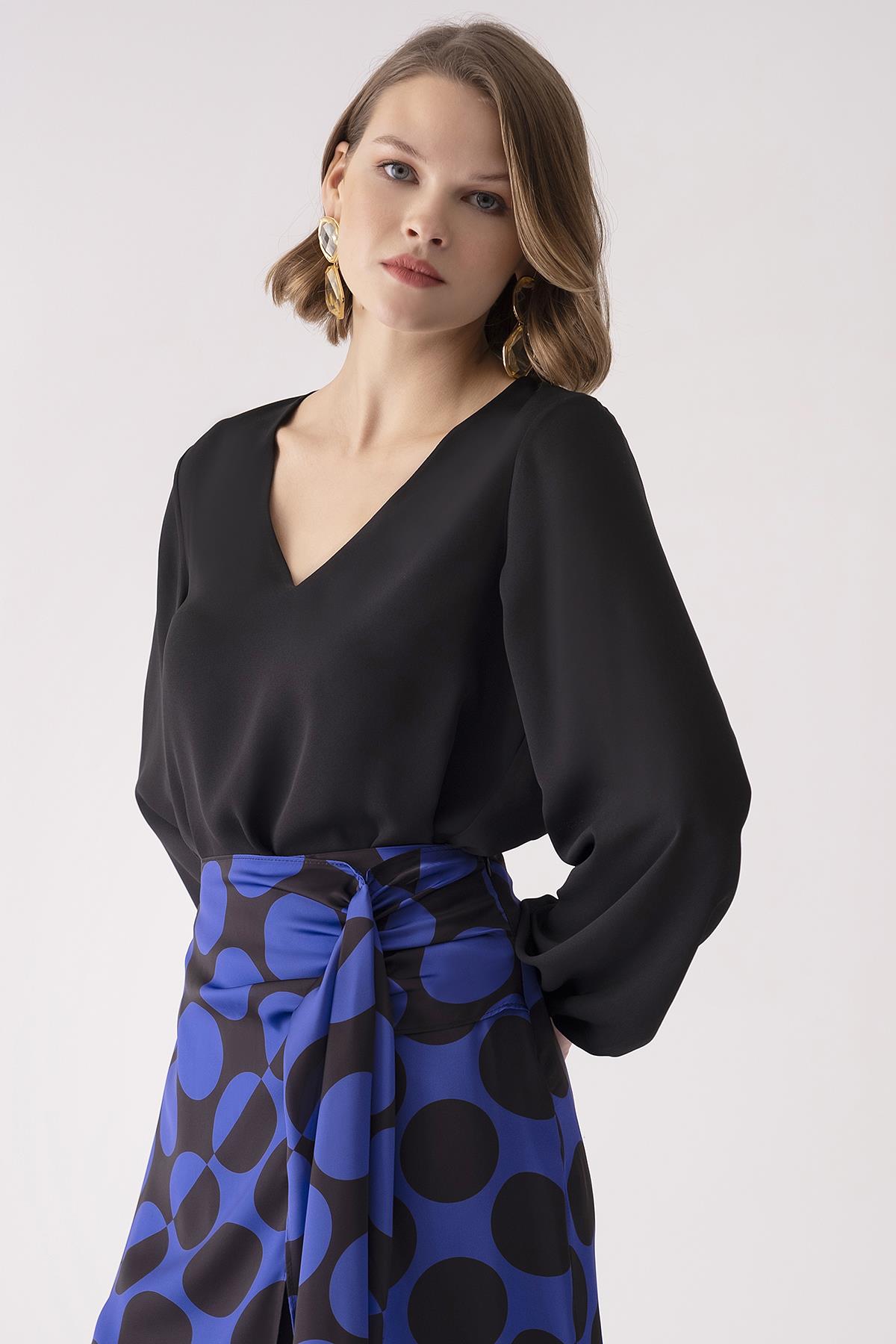 Puantiye Desenli Saten Etek