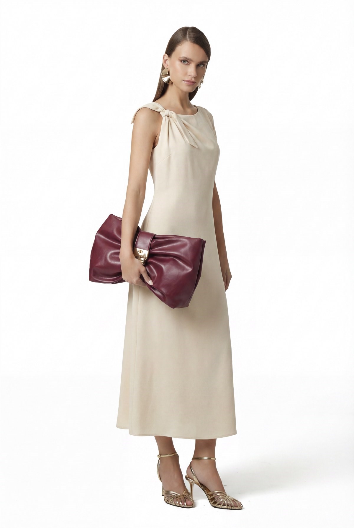 Saten Dantel Detaylı Elbise