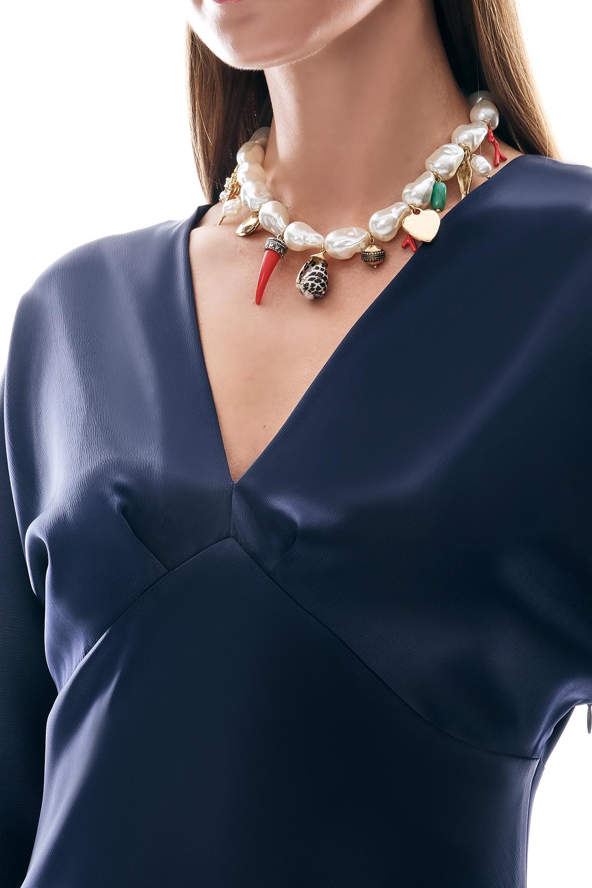 Saten Drapeli Midi Şık Elbise