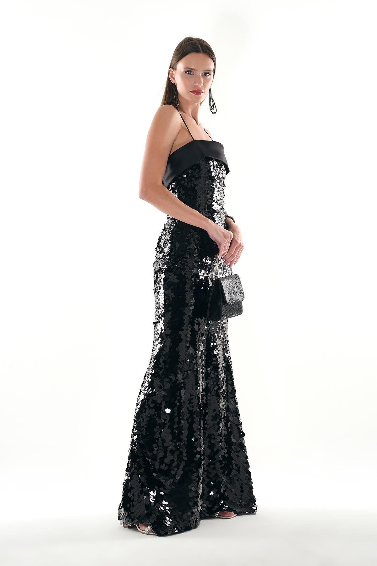 Saten Garnili Abiye Elbise