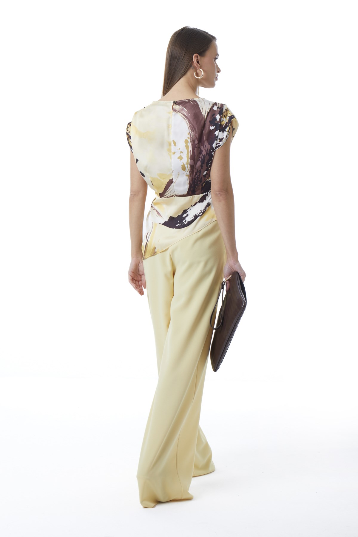 Saten Pile Detaylı Asimetrik Bluz