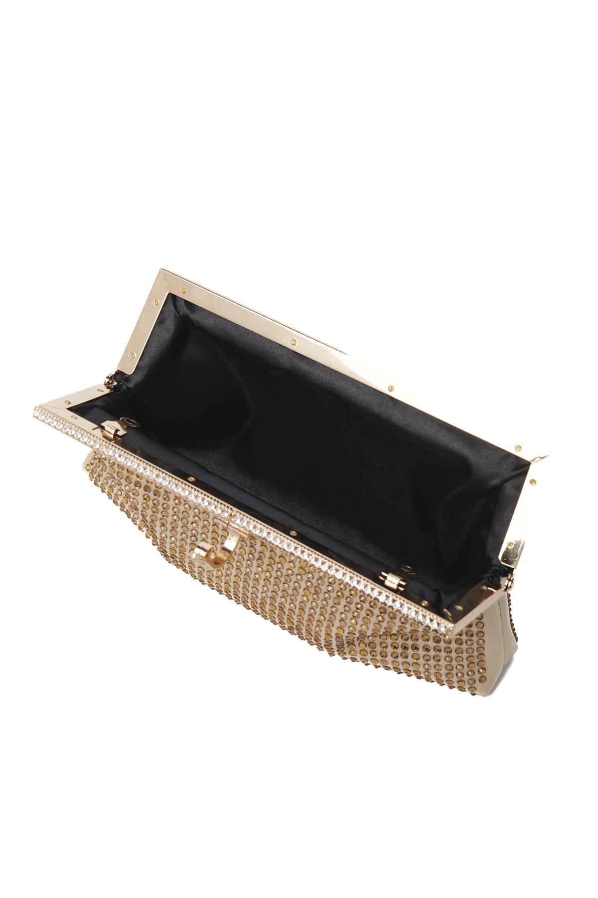 Saten Üstü Taş Detaylı, Metal Aksesuarlı, Gece Çantası
