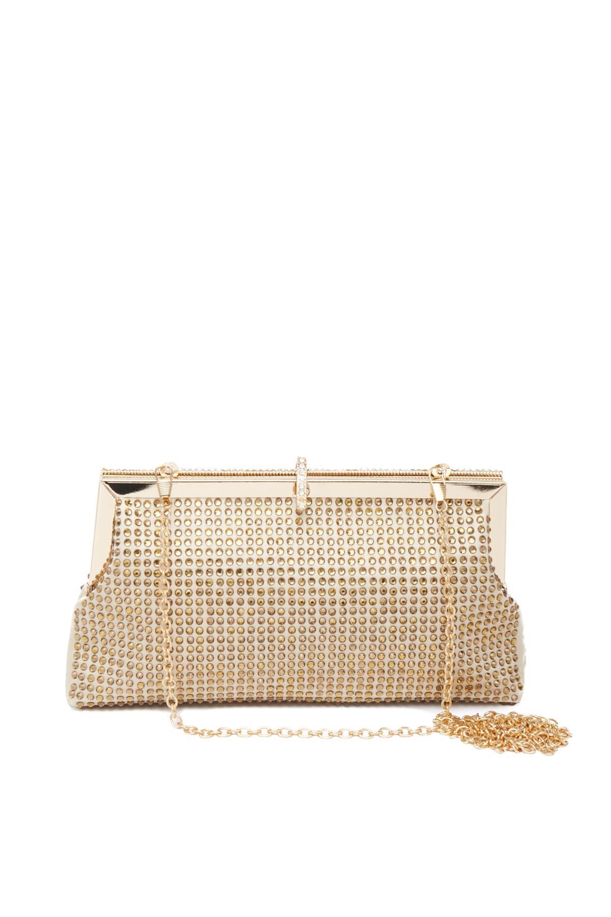 Saten Üstü Taş Detaylı, Metal Aksesuarlı, Gece Çantası