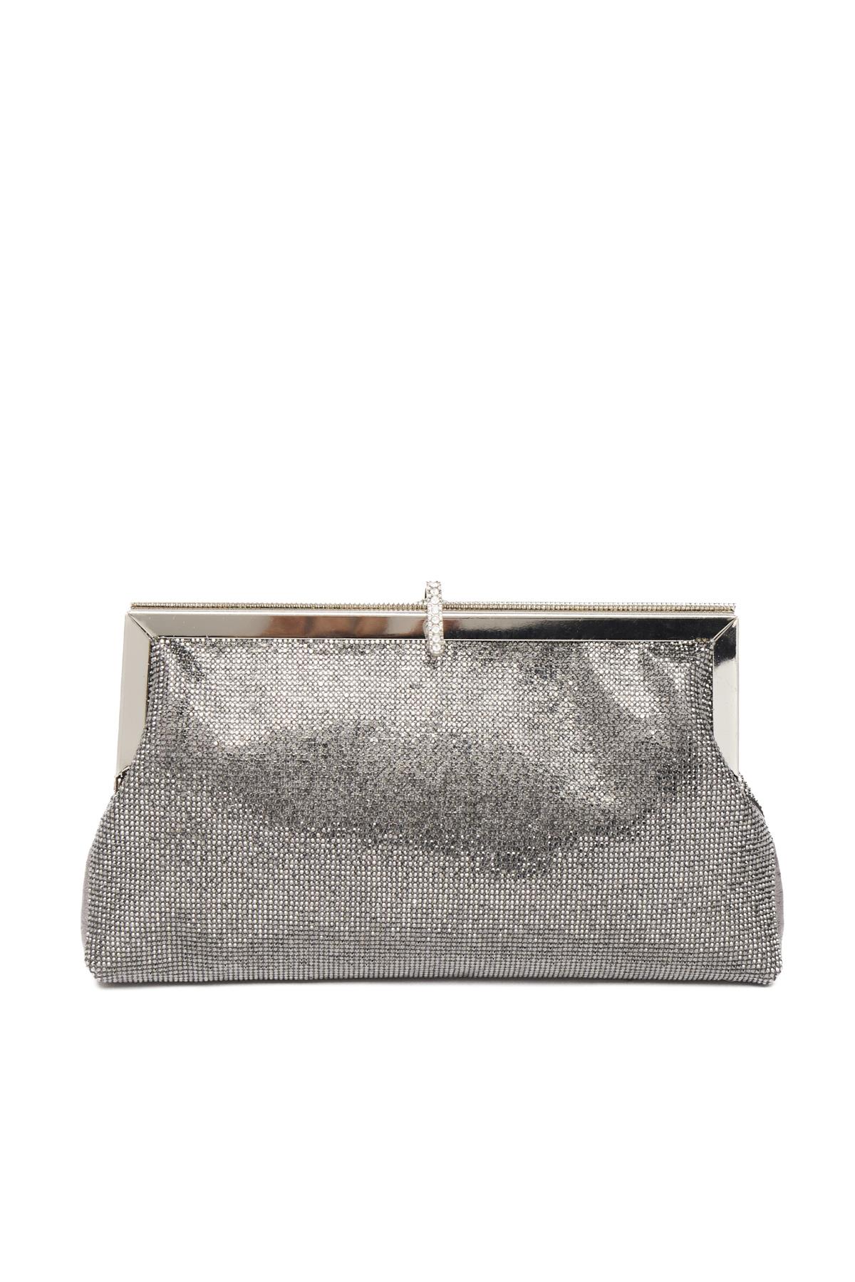 Saten Üstü Taş Detaylı, Metal Aksesuarlı, Gece Çantası