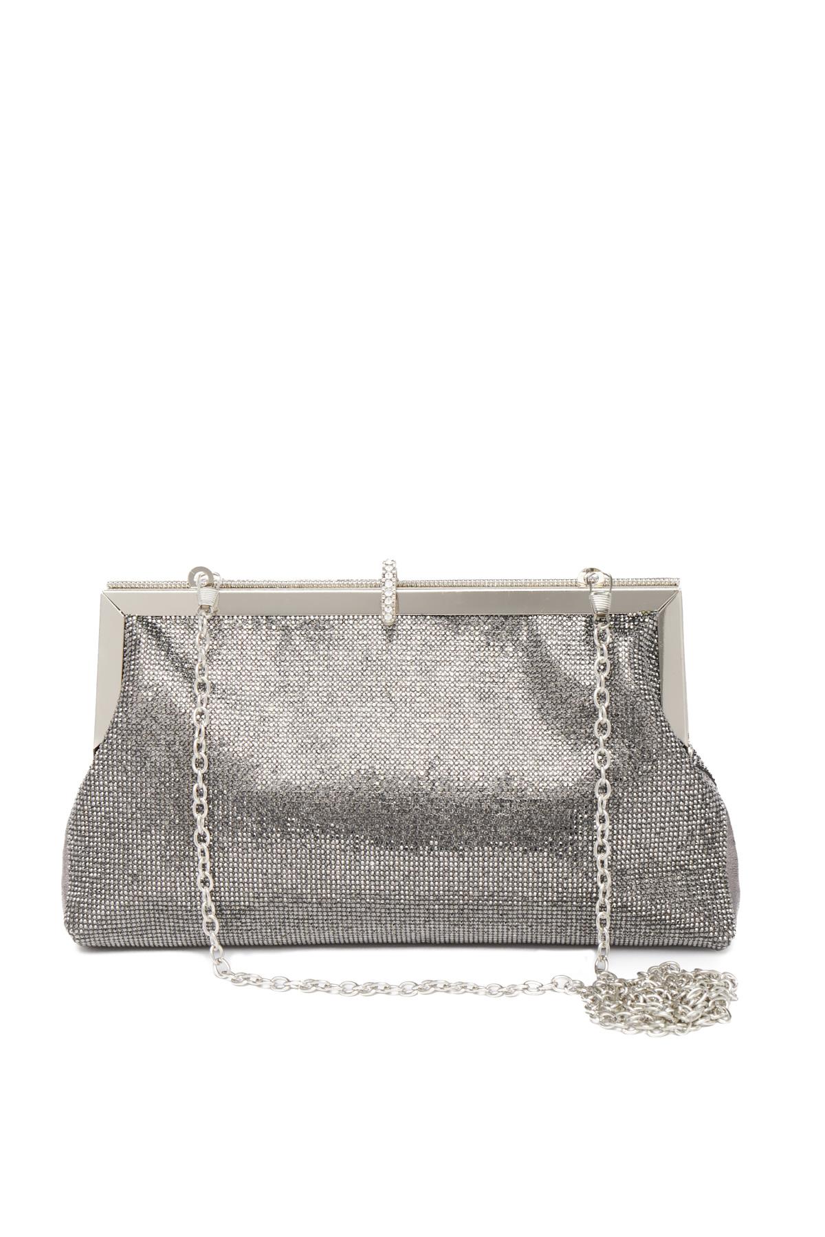 Saten Üstü Taş Detaylı, Metal Aksesuarlı, Gece Çantası