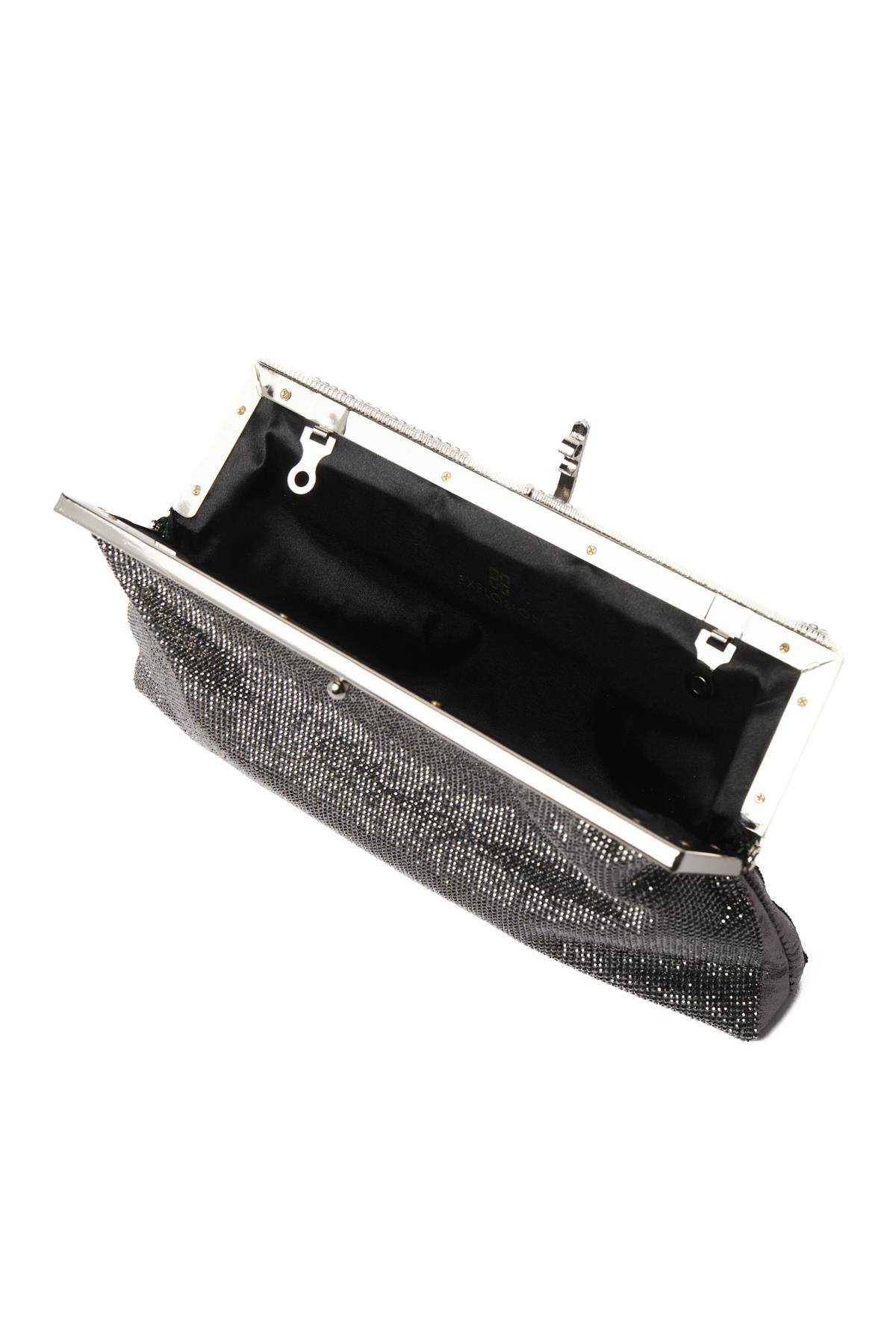 Saten Üstü Taş Detaylı, Metal Aksesuarlı, Gece Çantası