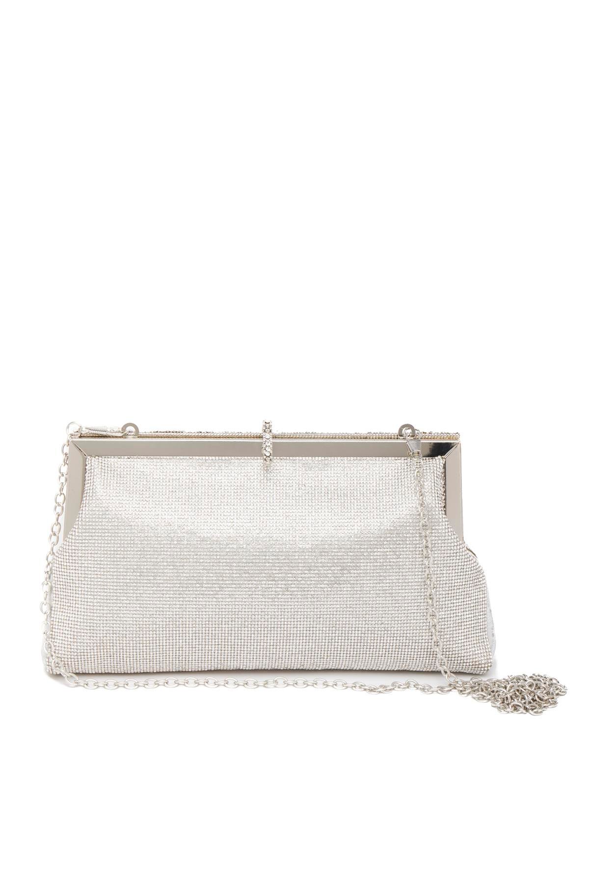 Saten Üstü Taş Detaylı, Metal Aksesuarlı, Gece Çantası