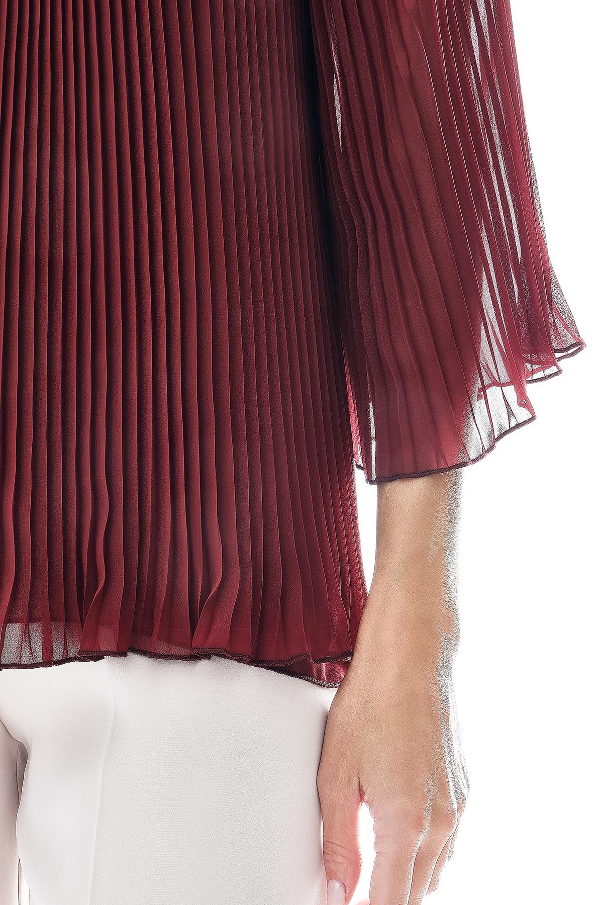 Şifon Piliseli Gold Aksesuarlı Bluz