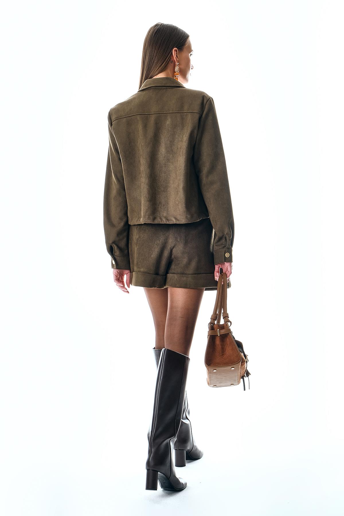 Süet Beli Kuşaklı Double Paça Şort