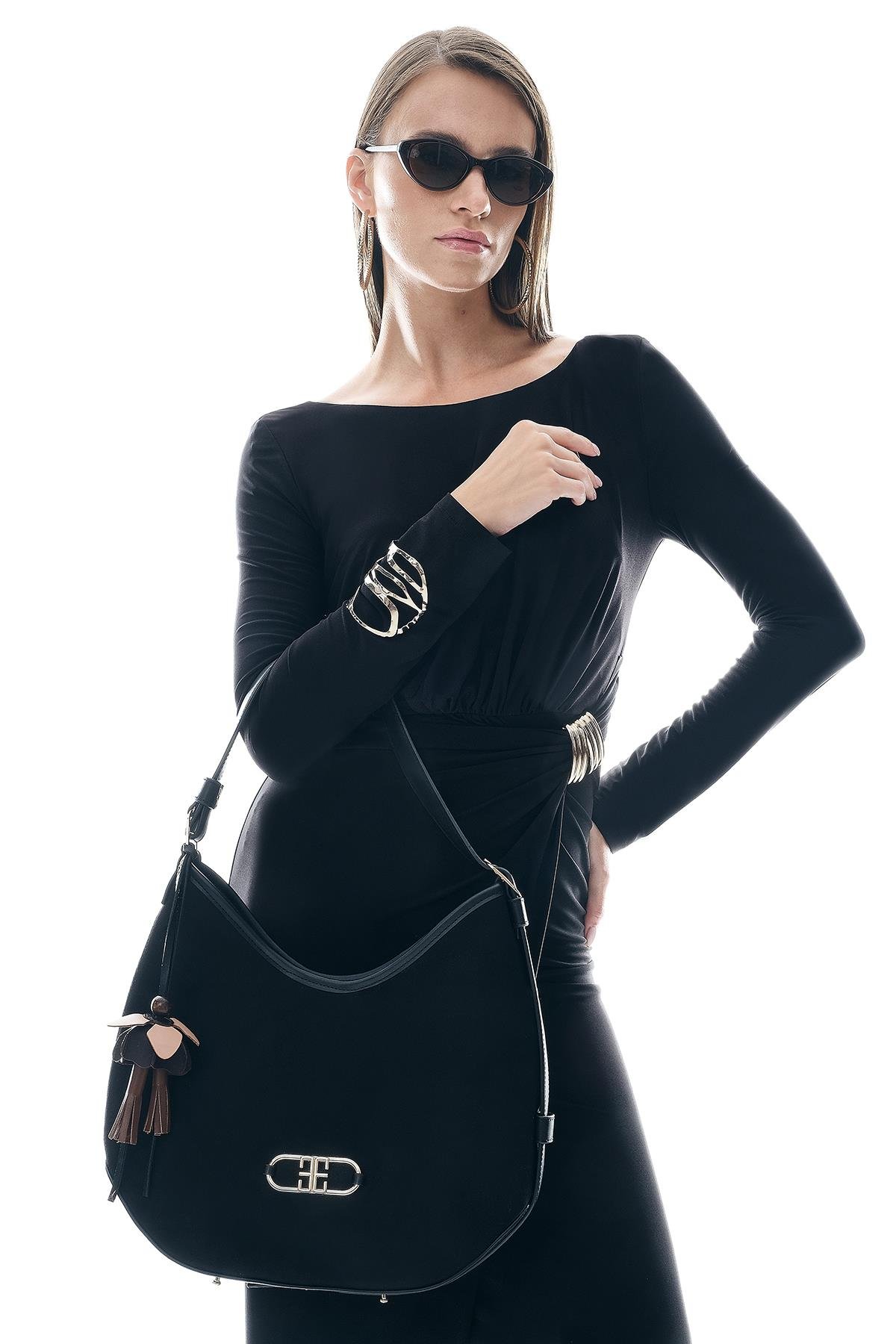 Süet Çapraz Kullanım Alternatifli Geniş Hacimli Omuz Çanta