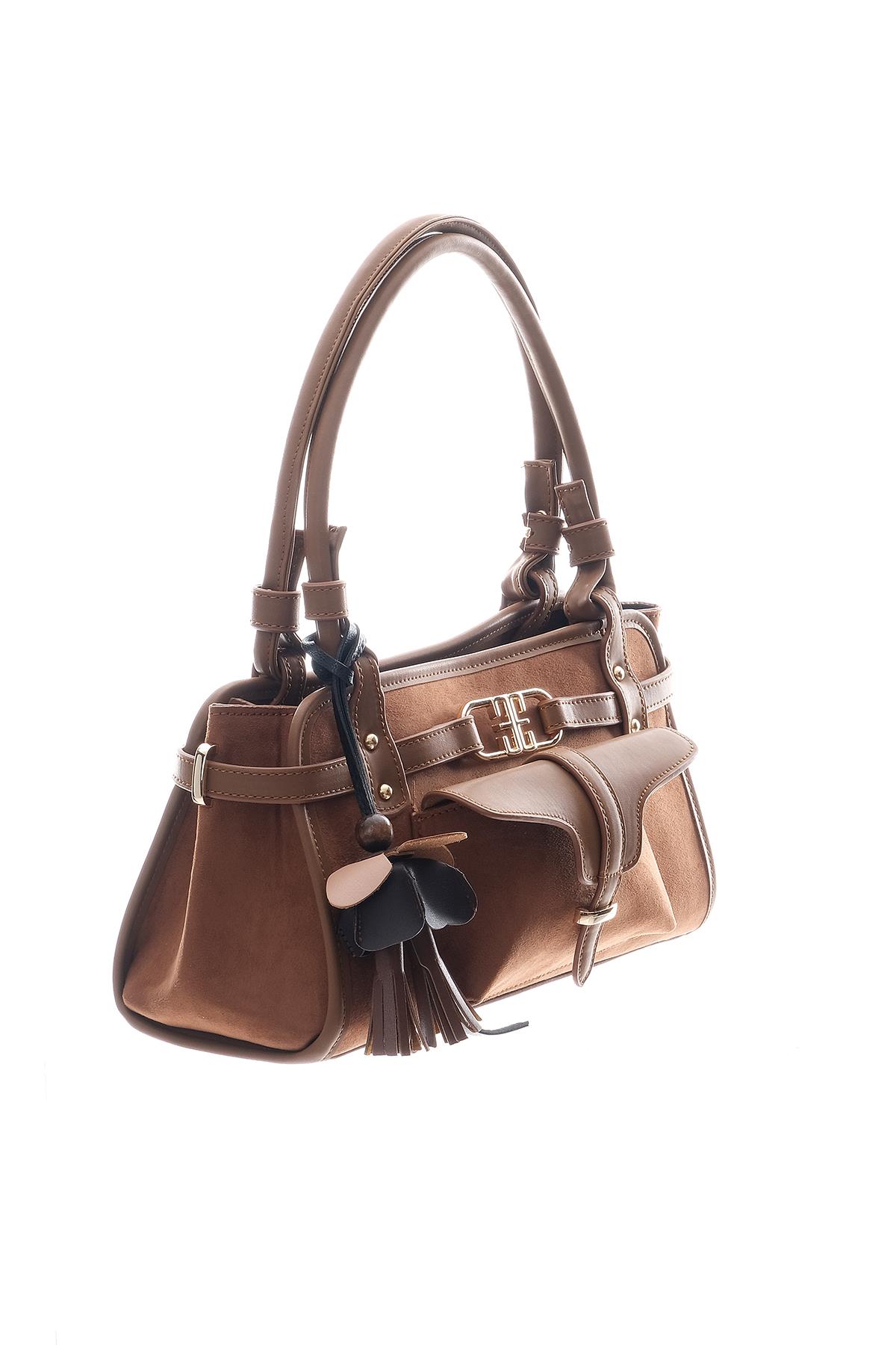 Süet Cep Detaylı El Omuz Çanta