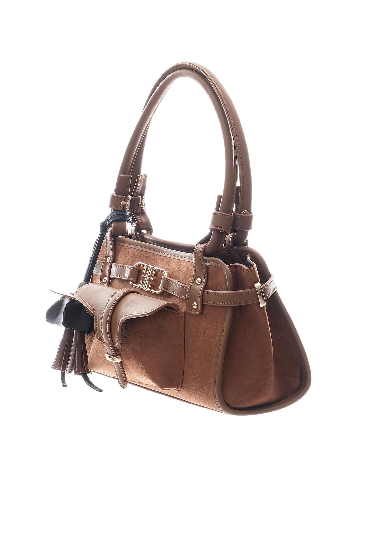 Süet Cep Detaylı El Omuz Çanta