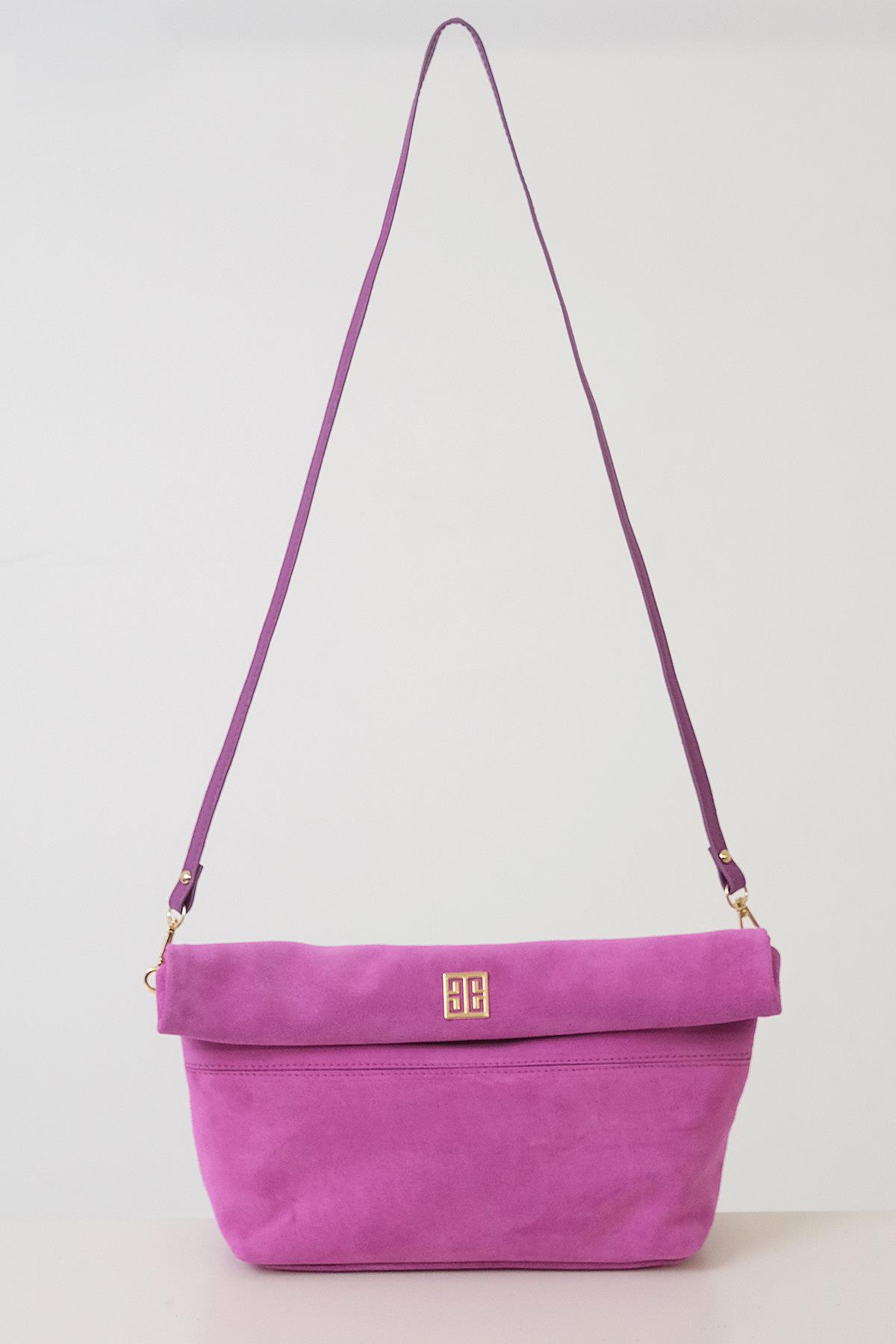 Süet Katlanır Kapamalı Şık Çanta