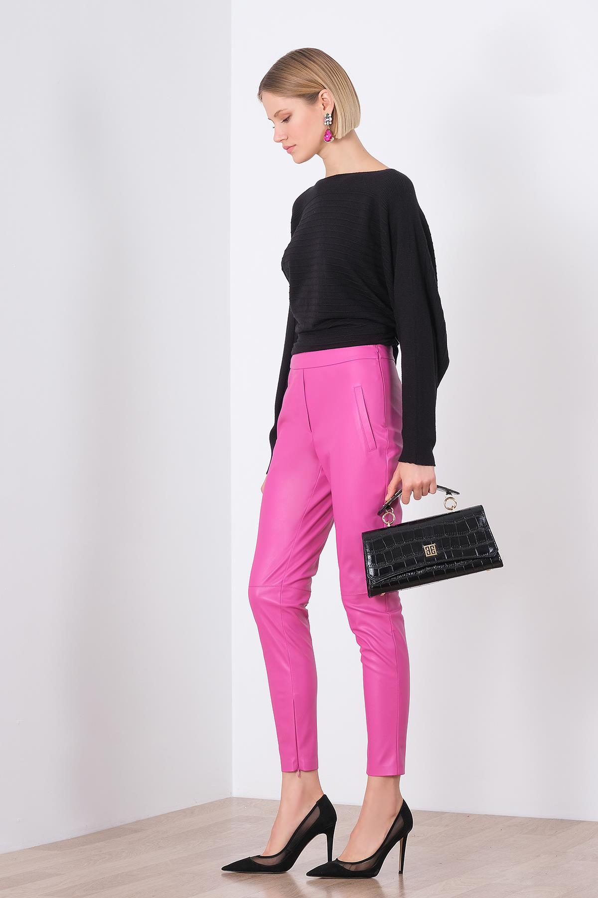 Suni Deri Skinny Pantolon