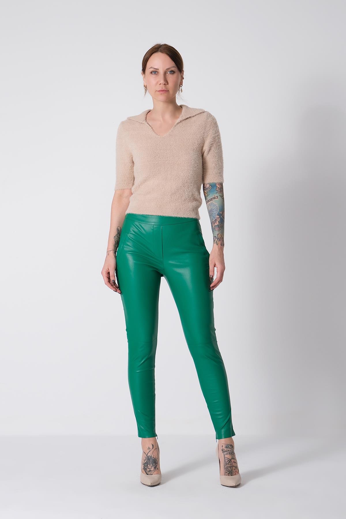 Suni Deri Skinny Pantolon