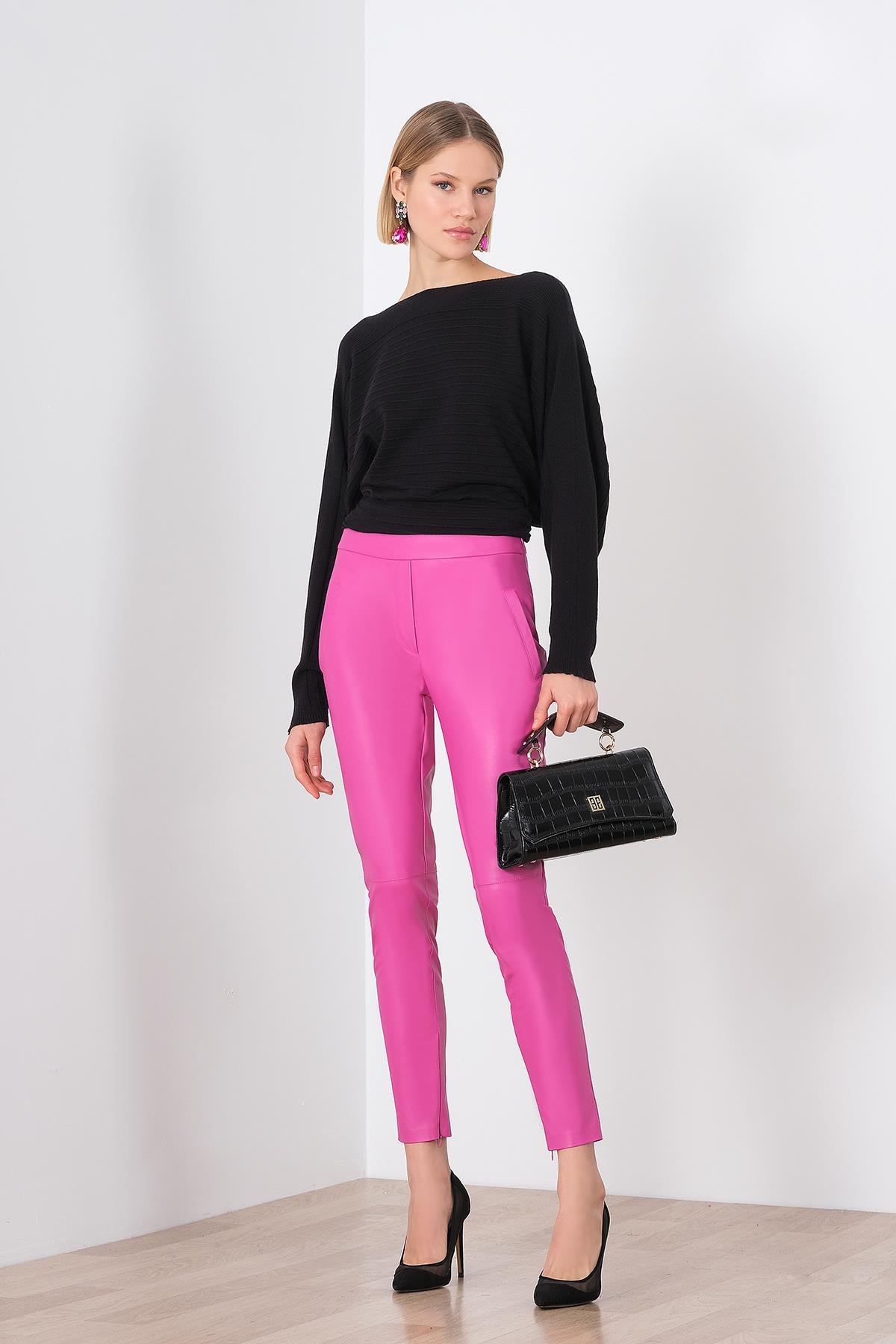 Suni Deri Skinny Pantolon