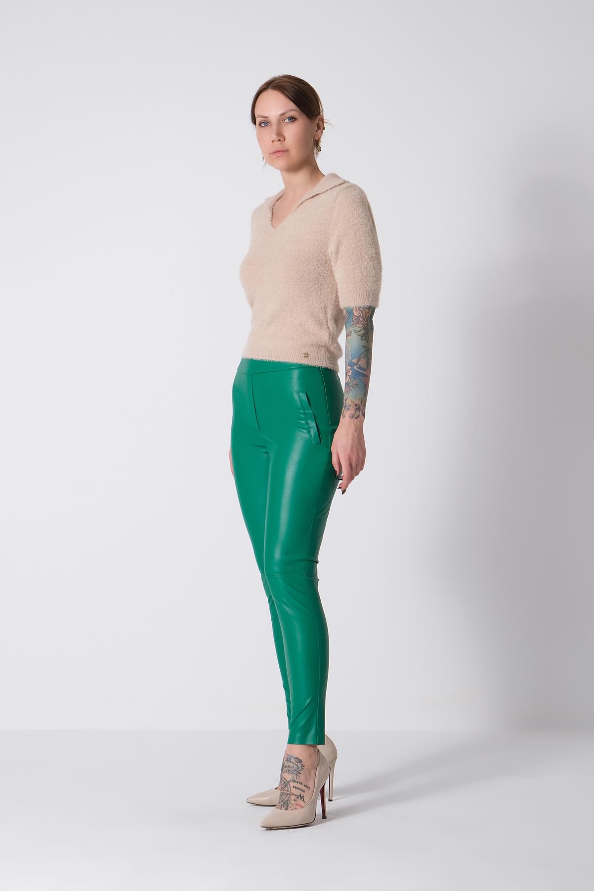 Suni Deri Skinny Pantolon