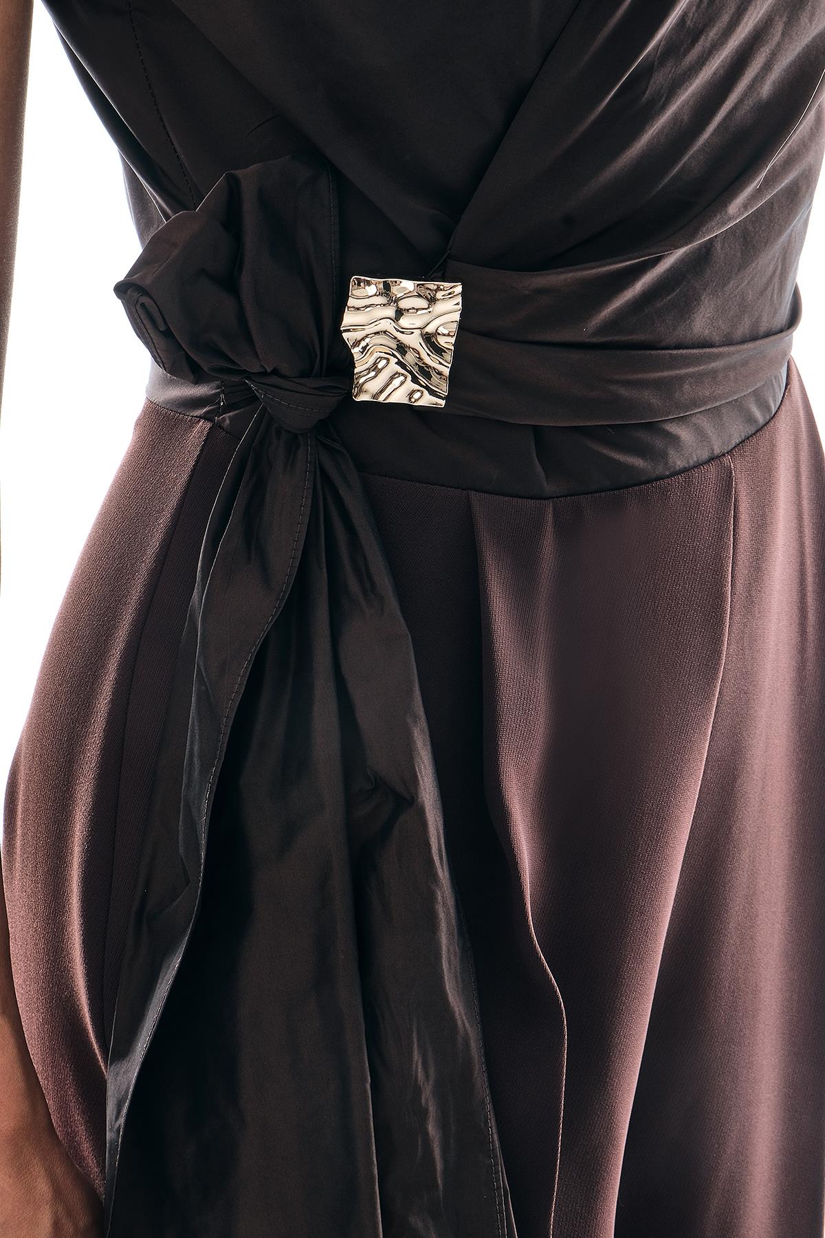 Tafta Garnili Gold Tokalı Bol Paça Tulum