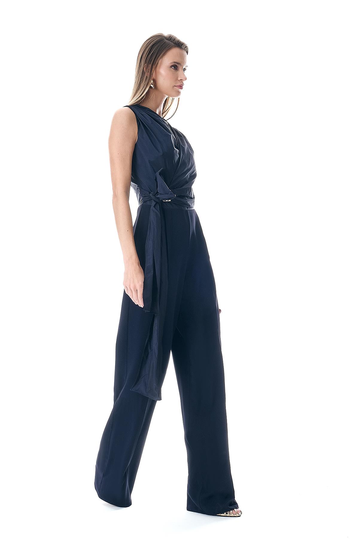 Tafta Garnili Gold Tokalı Bol Paça Tulum