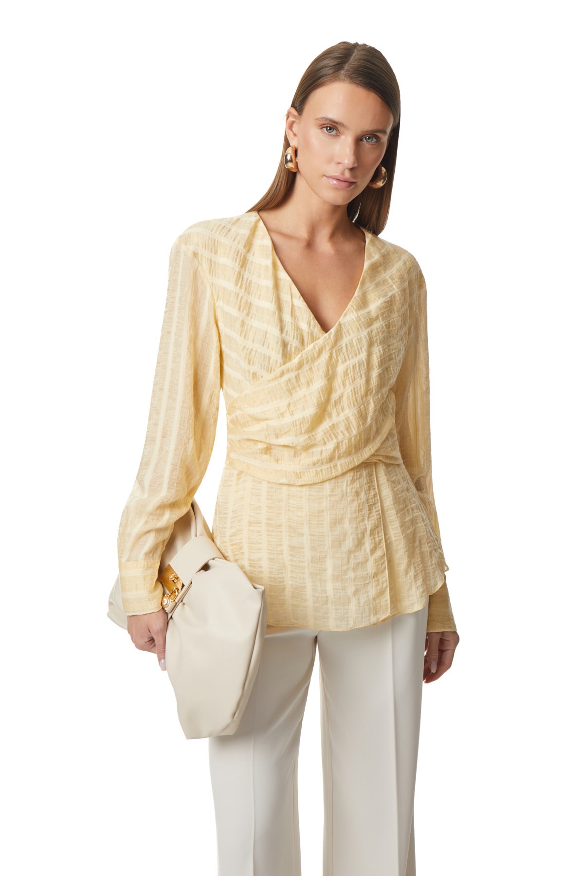 Uzun Kollu V Yaka Bluz