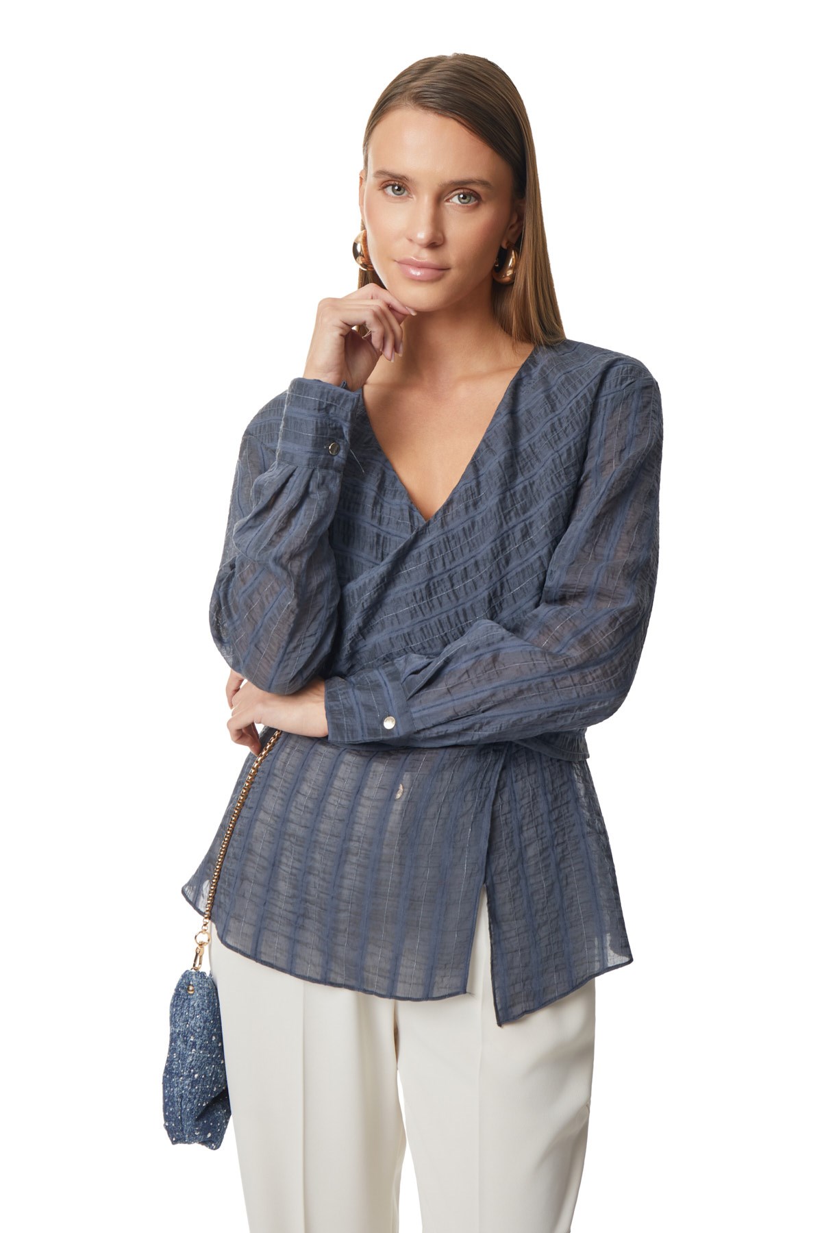 Uzun Kollu V Yaka Bluz