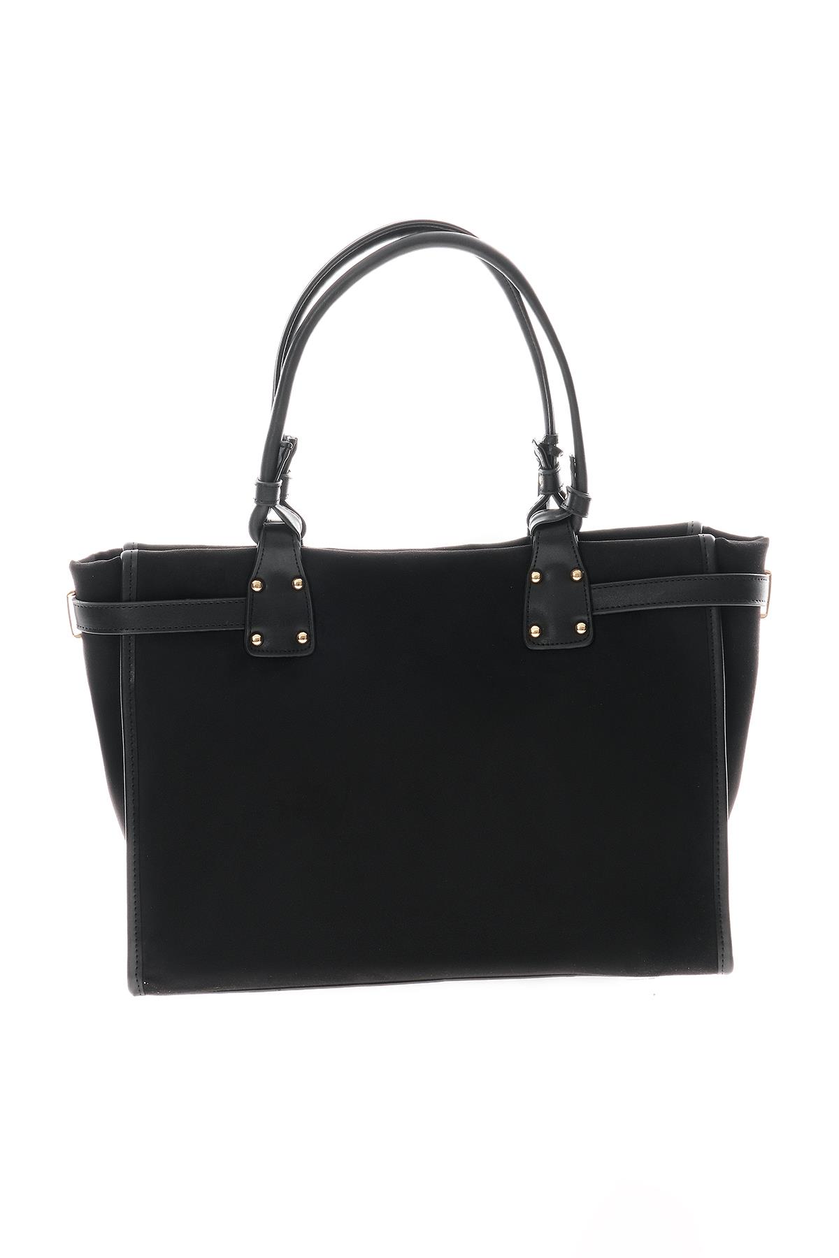 Süet Çiçek Aksesuarlı Büyük El Omuz Çanta