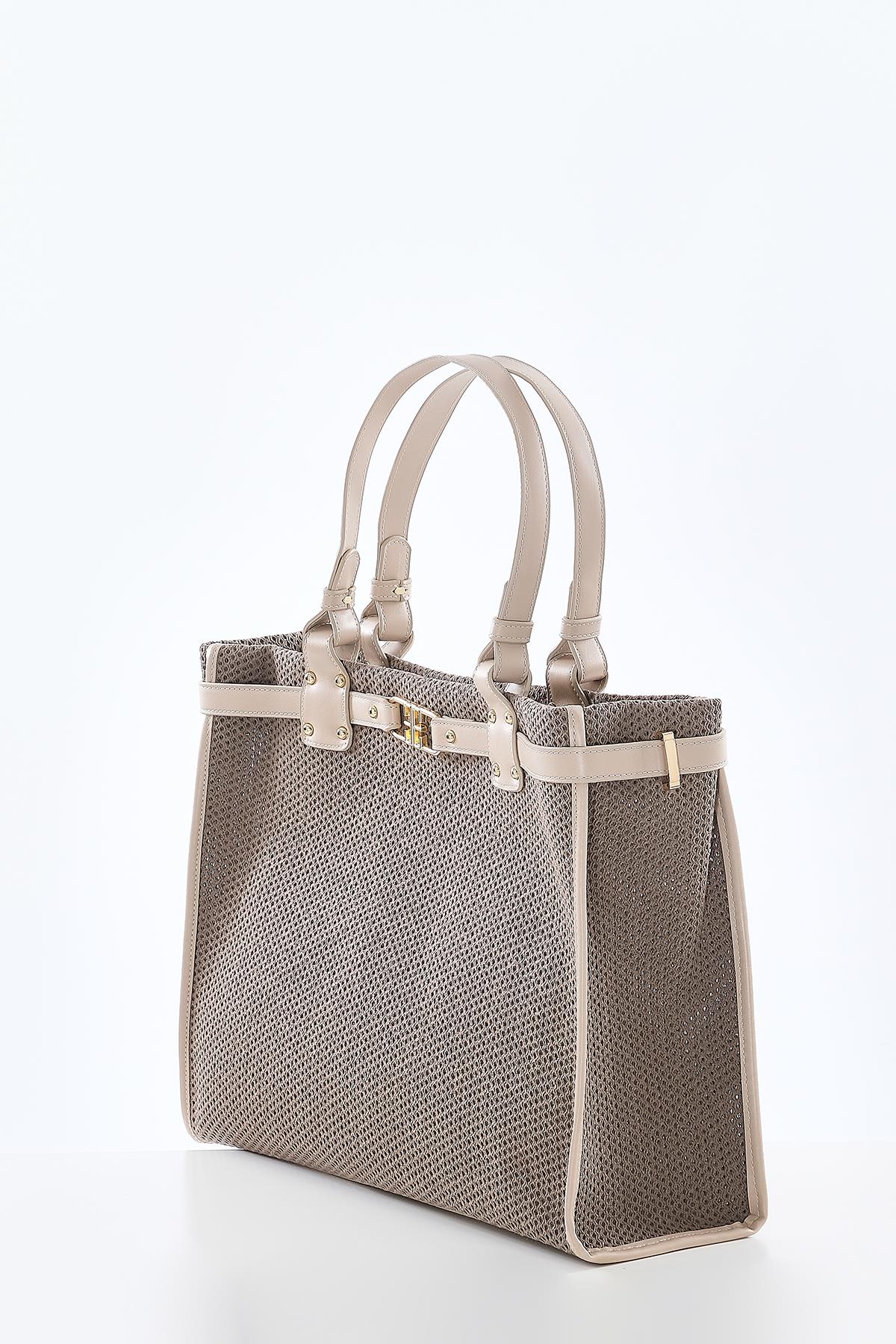 Vegan Deri, File Pamuk Garnili, Büyük, Plaj, Günlük Çanta