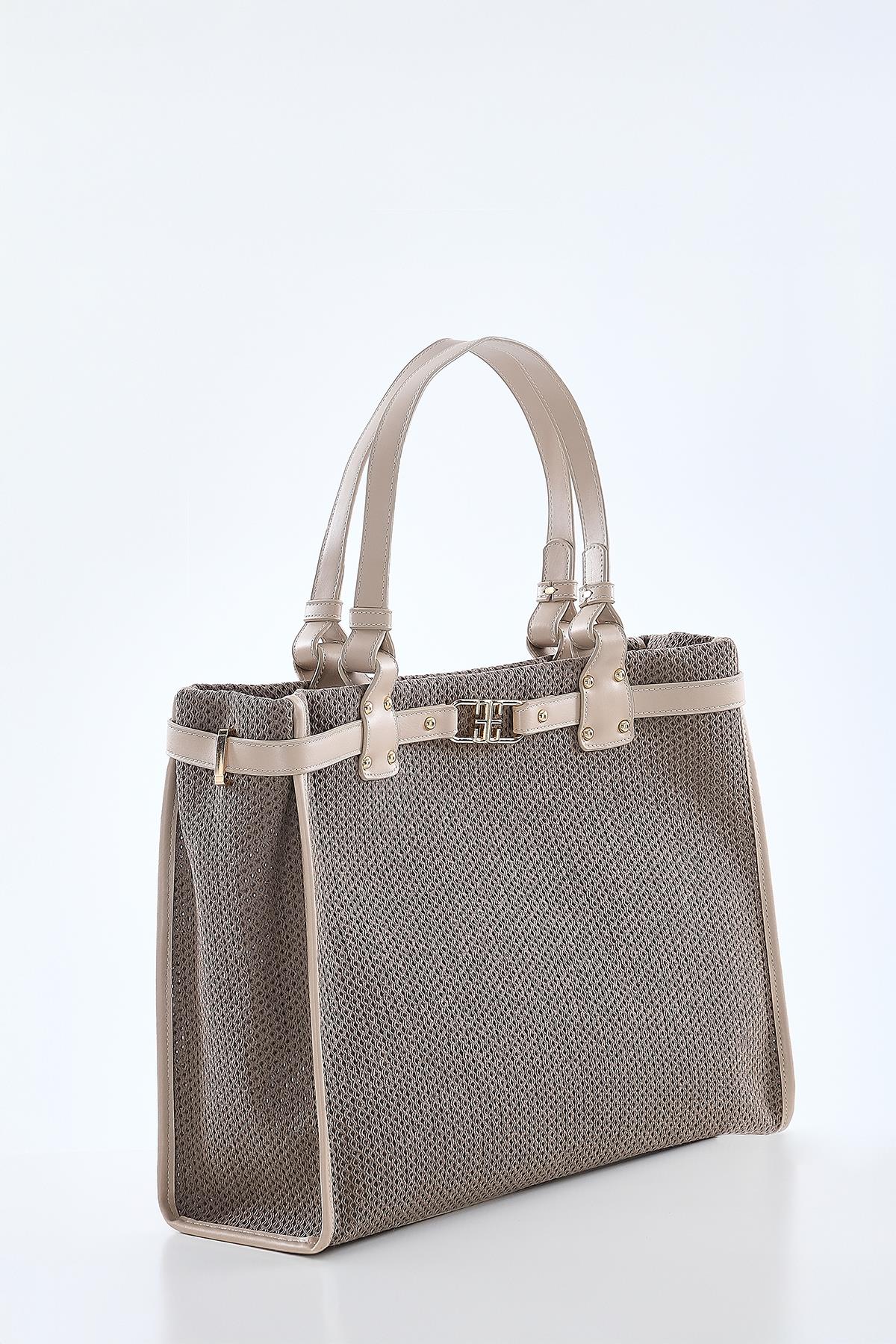 Vegan Deri, File Pamuk Garnili, Büyük, Plaj, Günlük Çanta