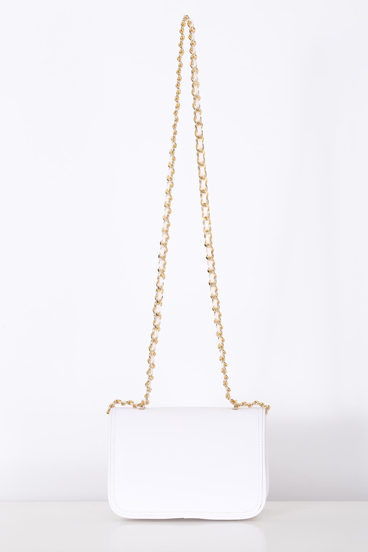 Vegan Deri, Gündüz Gece Kullanışlı, Zincirli, Çok Gözlü Şık Çanta