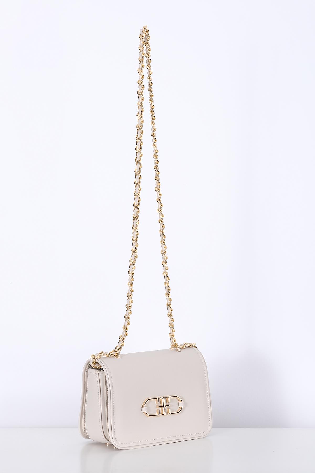 Vegan Deri, Gündüz Gece Kullanışlı, Zincirli, Çok Gözlü Şık Çanta