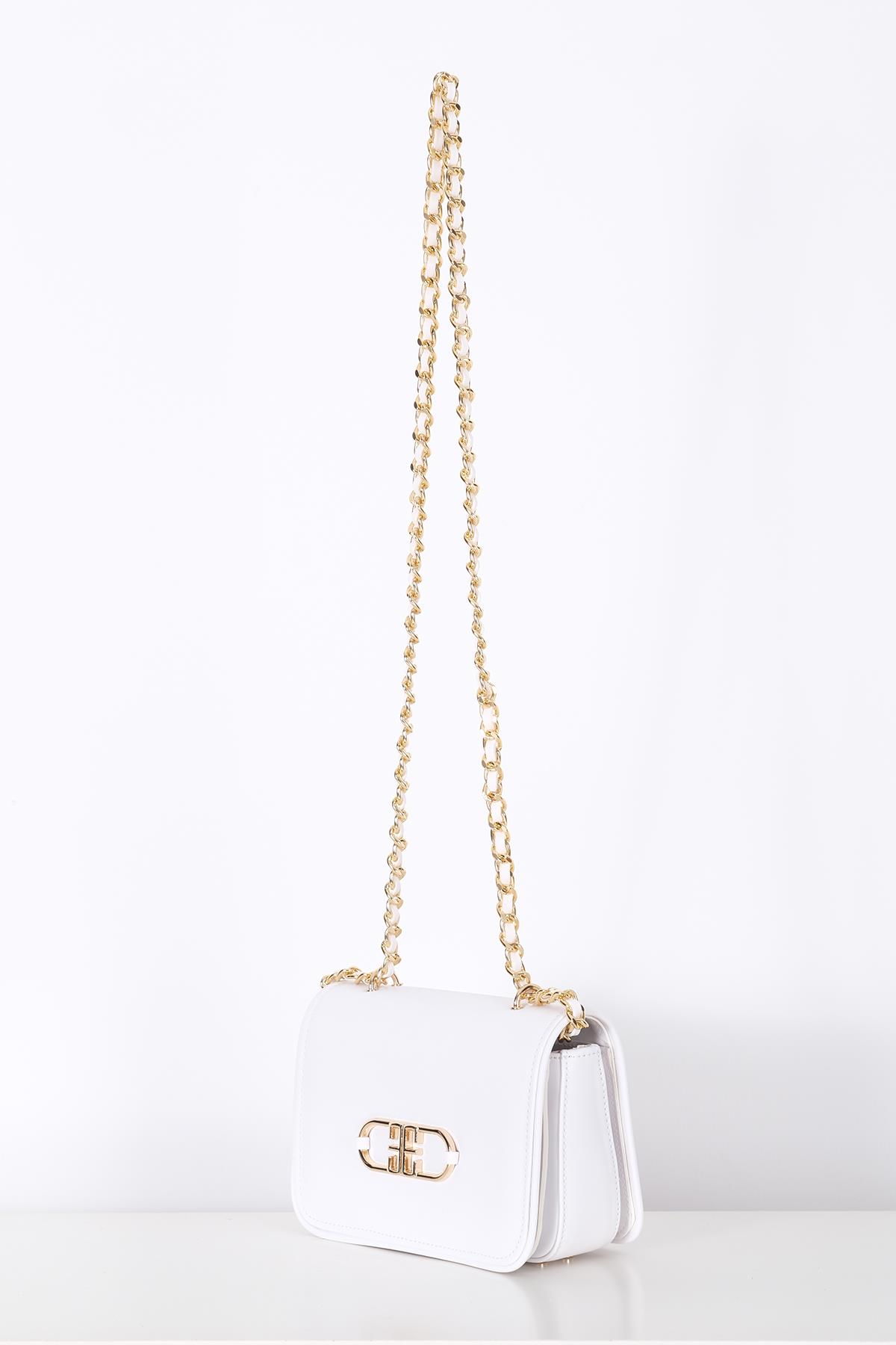 Vegan Deri, Gündüz Gece Kullanışlı, Zincirli, Çok Gözlü Şık Çanta