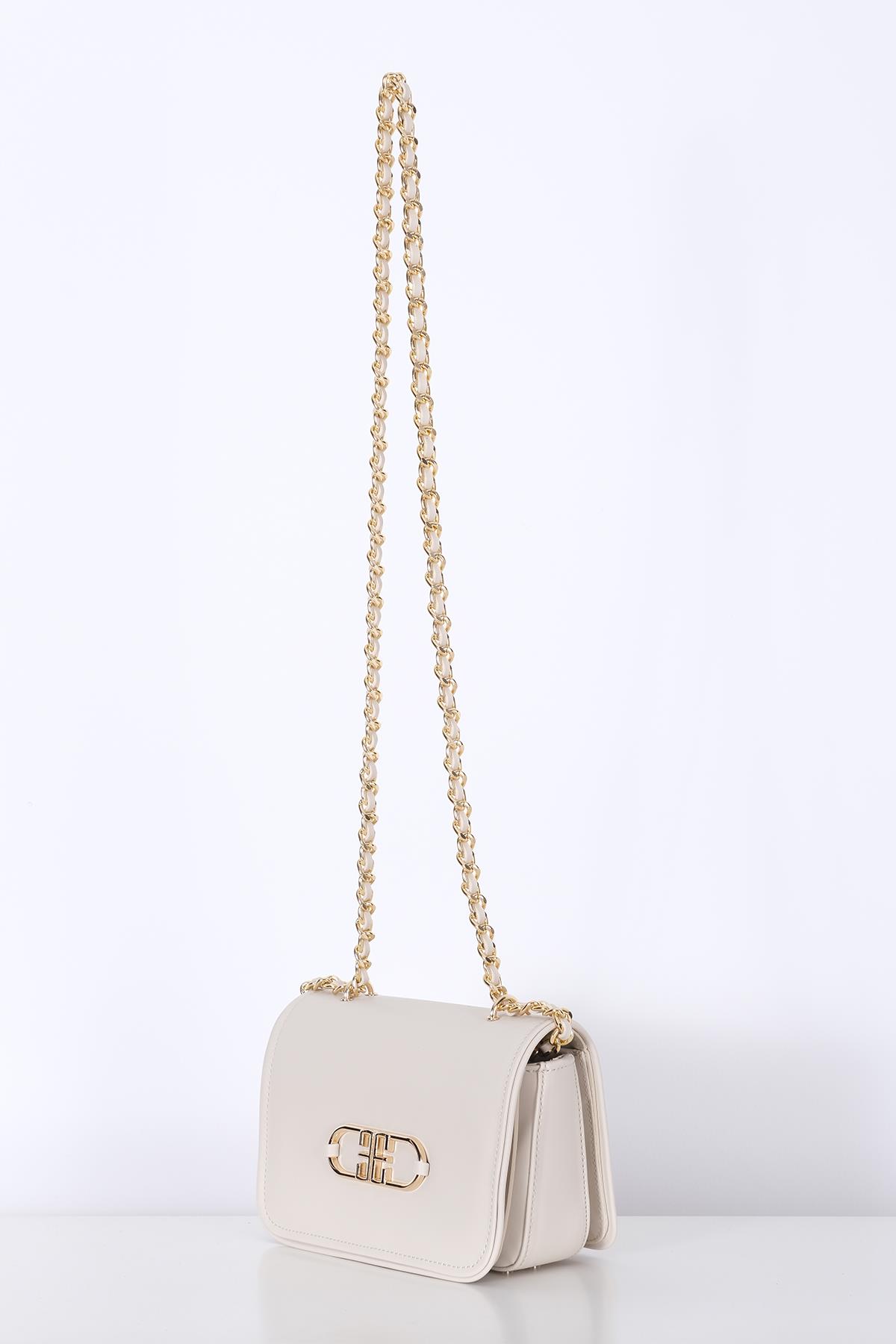 Vegan Deri, Gündüz Gece Kullanışlı, Zincirli, Çok Gözlü Şık Çanta