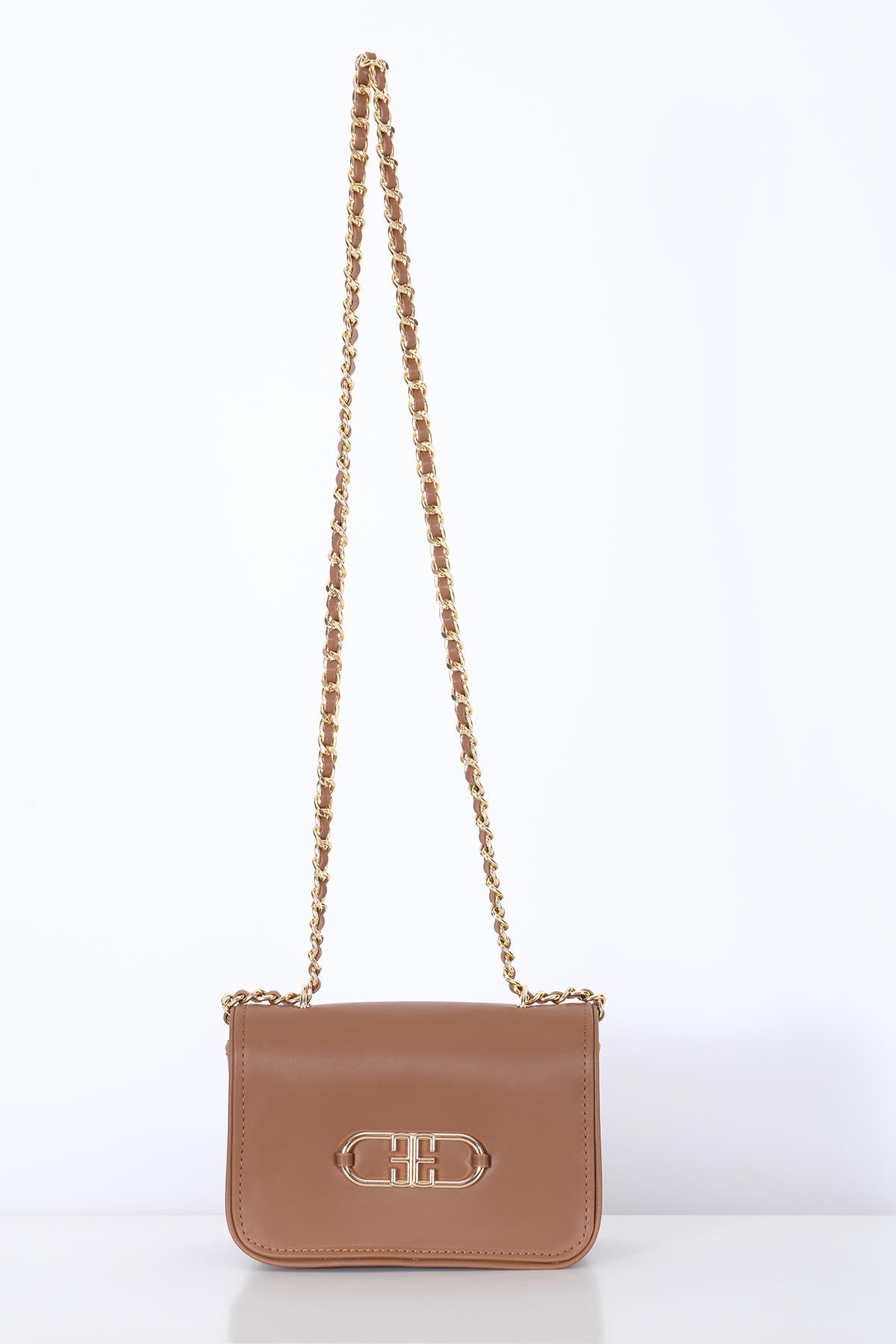 Vegan Deri, Gündüz Gece Kullanışlı, Zincirli, Çok Gözlü Şık Çanta