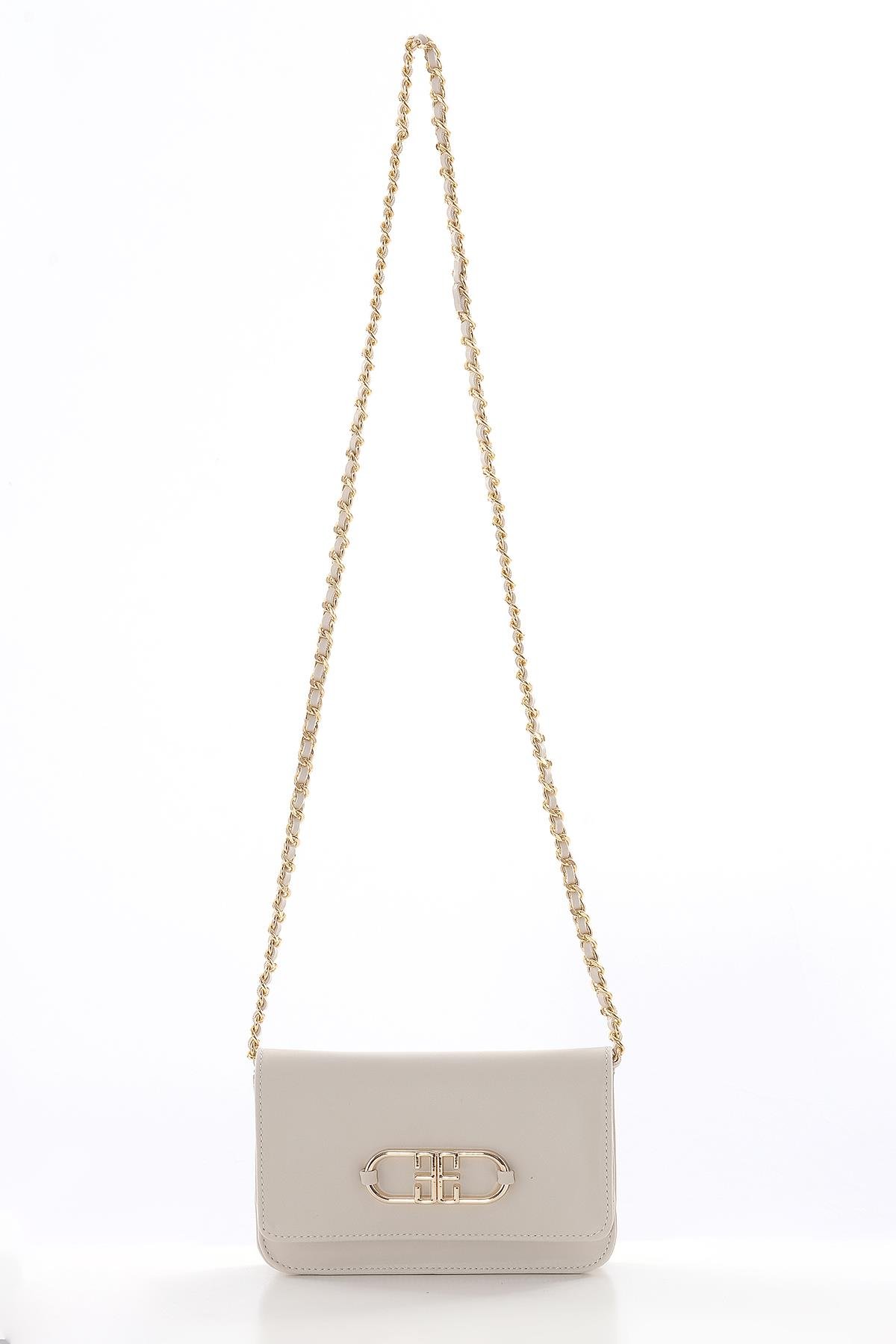 Vegan Deri, Gündüz Gece Kullanışlı, Zincirli,  Şık Cüzdan Çanta