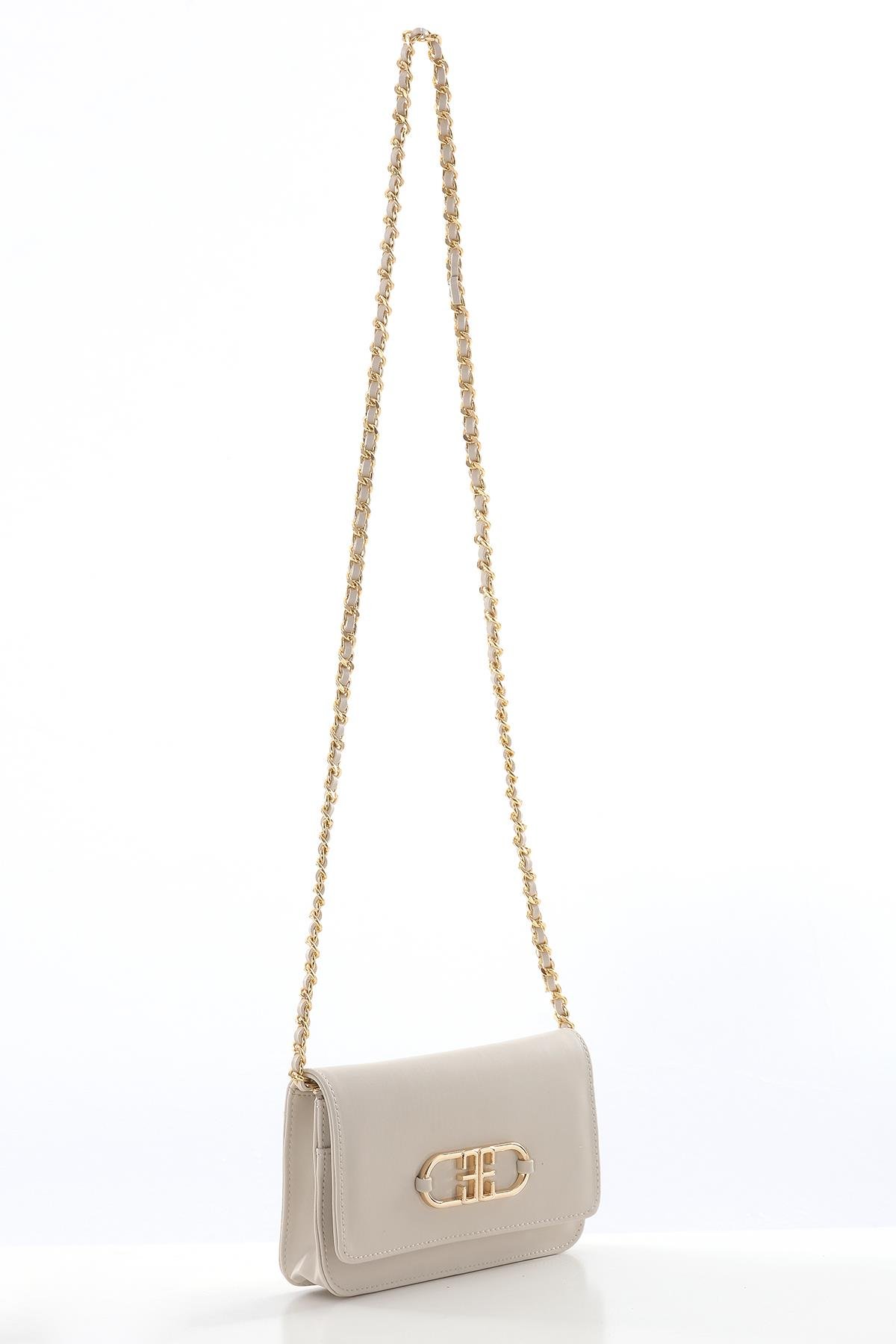 Vegan Deri, Gündüz Gece Kullanışlı, Zincirli,  Şık Cüzdan Çanta