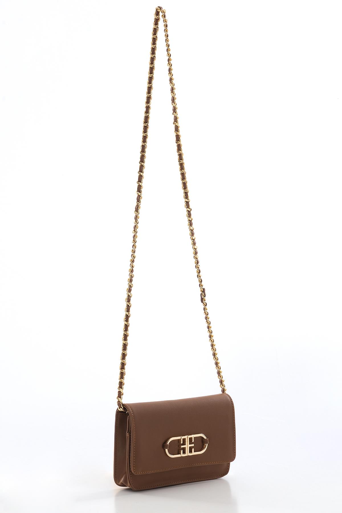 Vegan Deri, Gündüz Gece Kullanışlı, Zincirli,  Şık Cüzdan Çanta