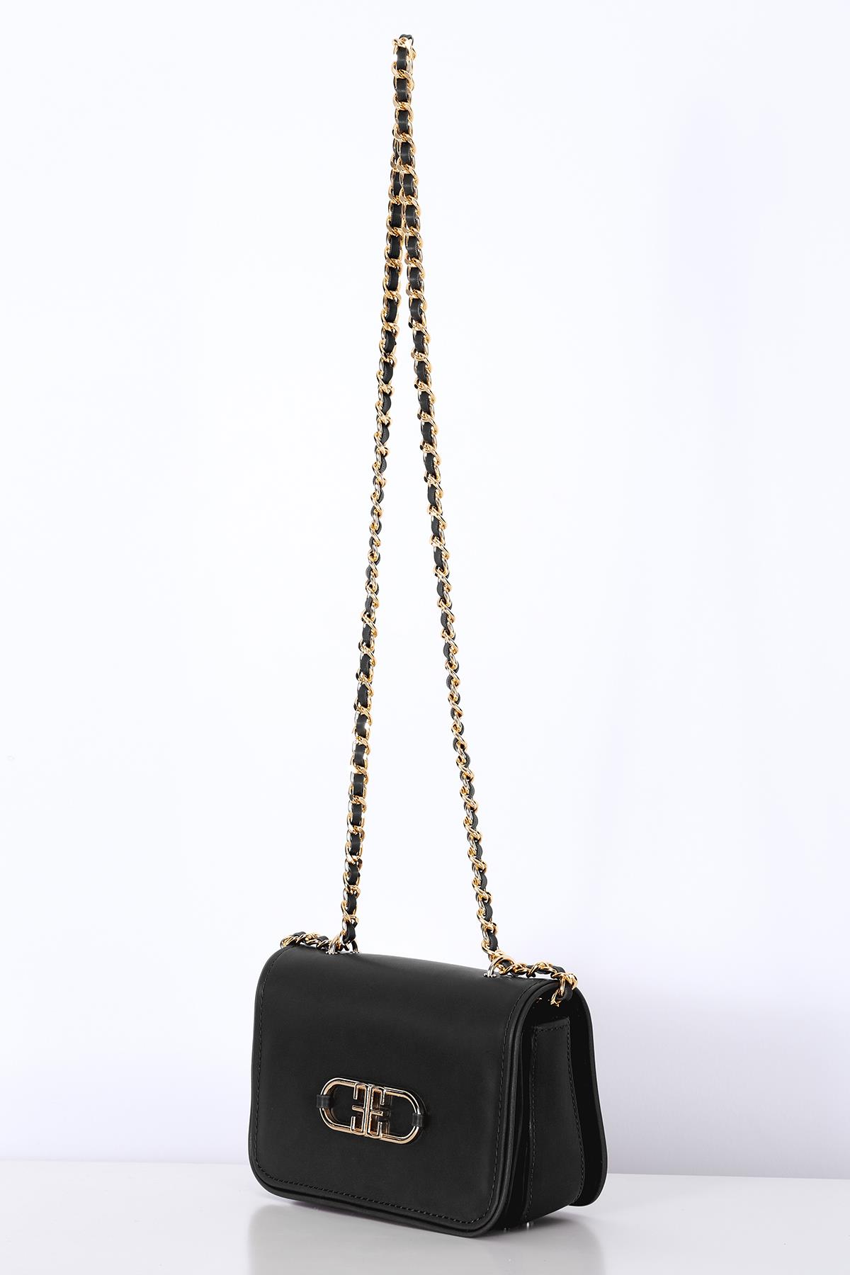 Vegan Deri, Gündüz Gece Kullanışlı, Zincirli, Çok Gözlü Şık Çanta