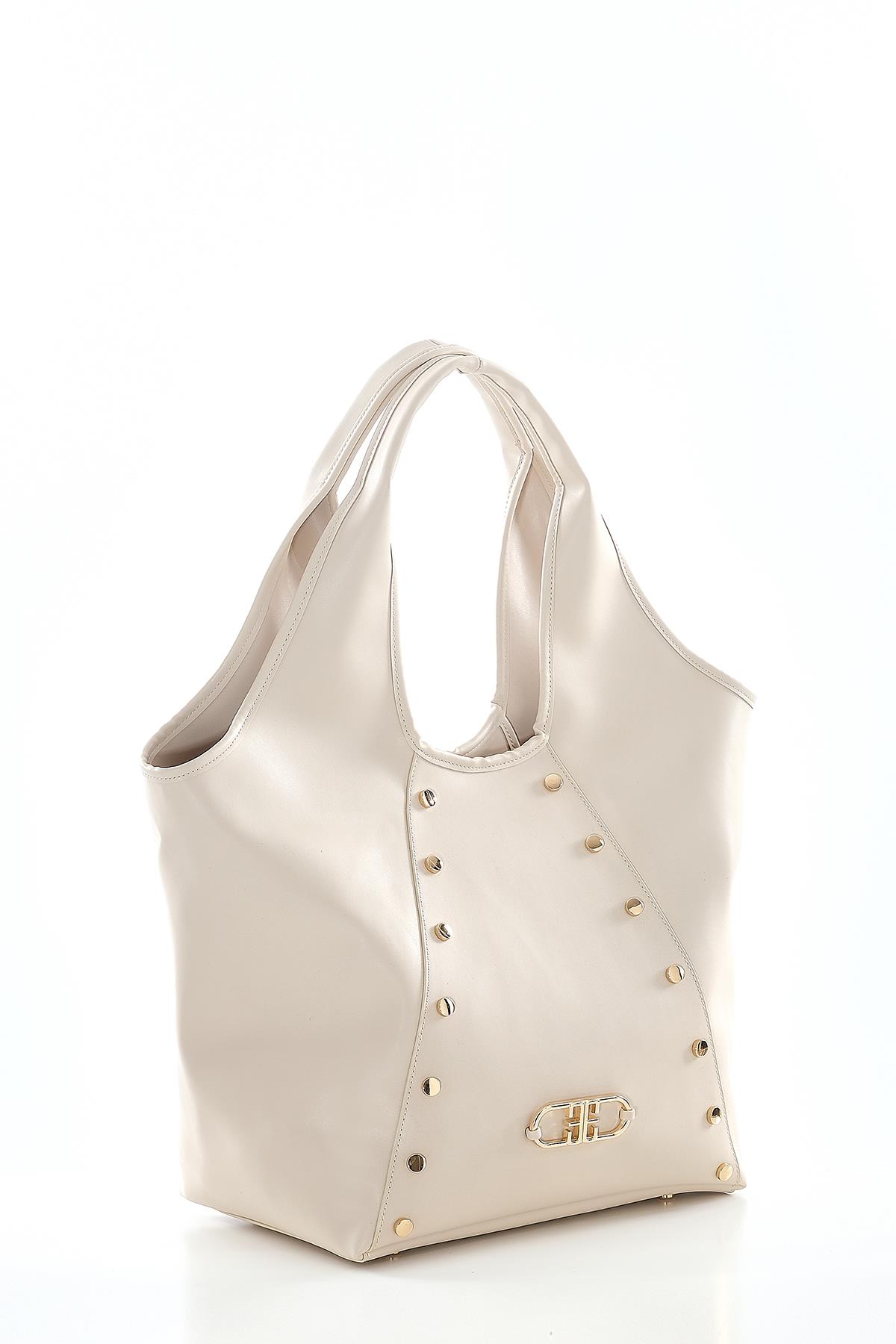 Vegan Deri, Süet Astarlı, Tasarımlı, Büyük, El Omuz Çanta