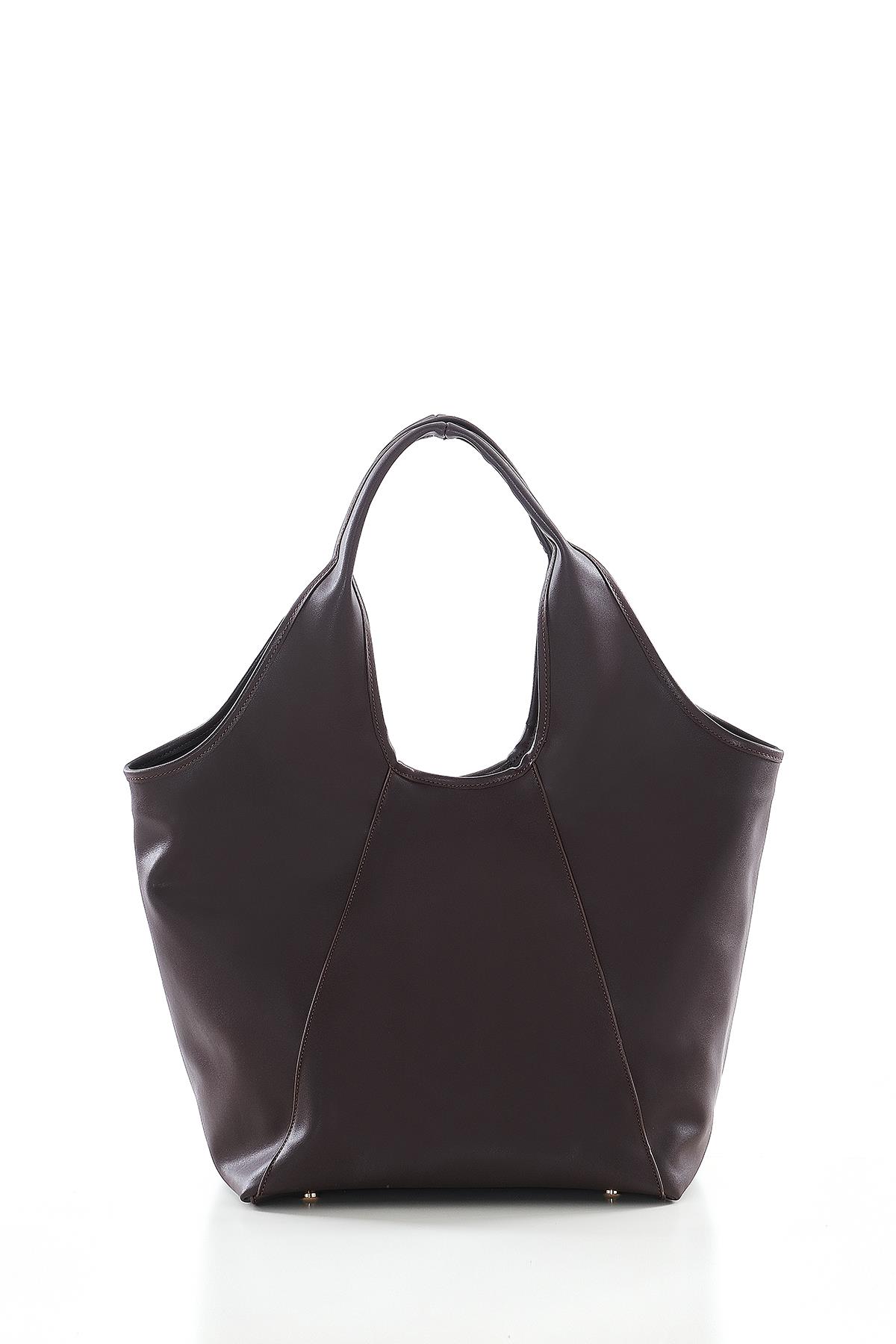 Vegan Deri, Süet Astarlı, Tasarımlı, Büyük, El Omuz Çanta