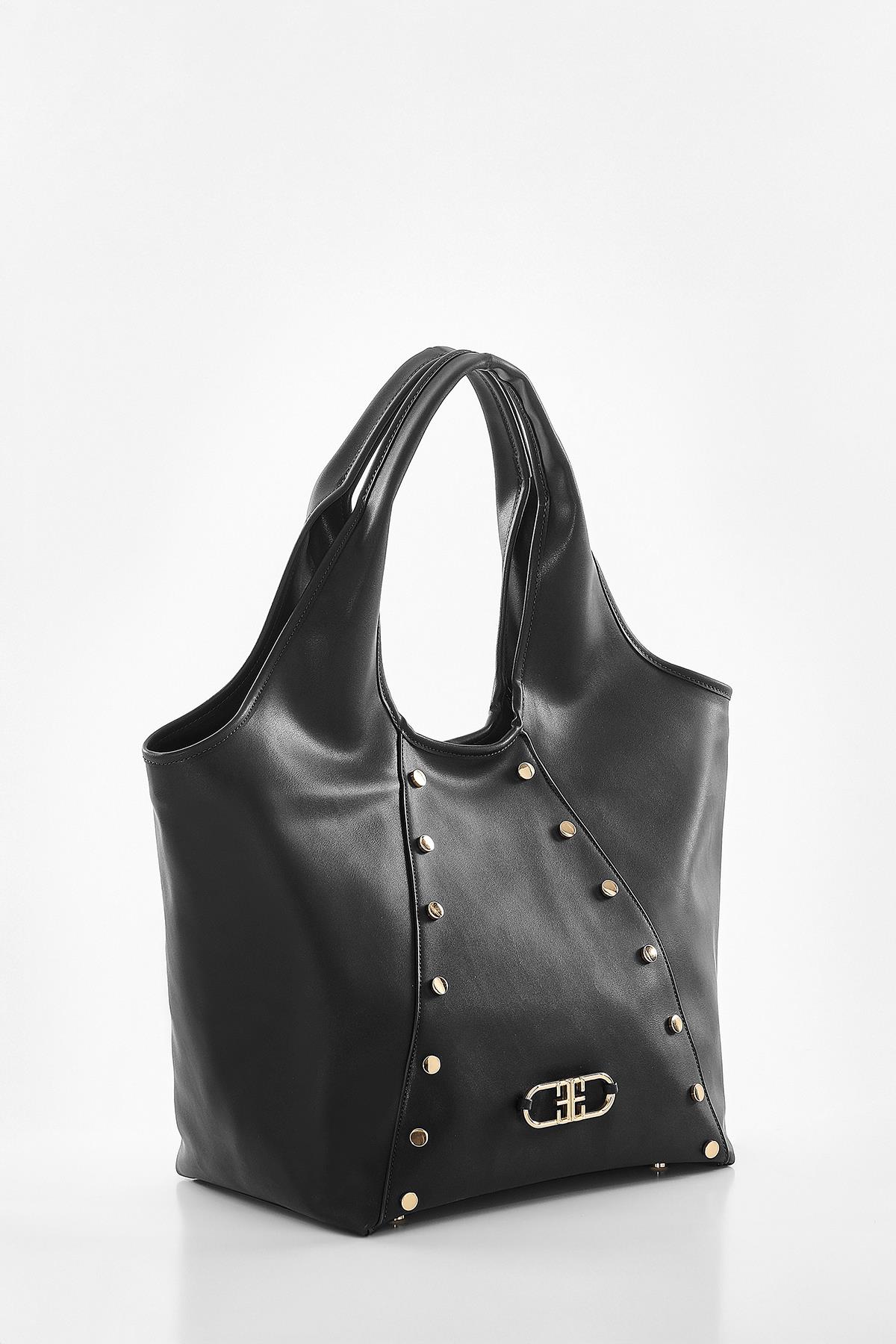 Vegan Deri, Süet Astarlı, Tasarımlı, Büyük, El Omuz Çanta