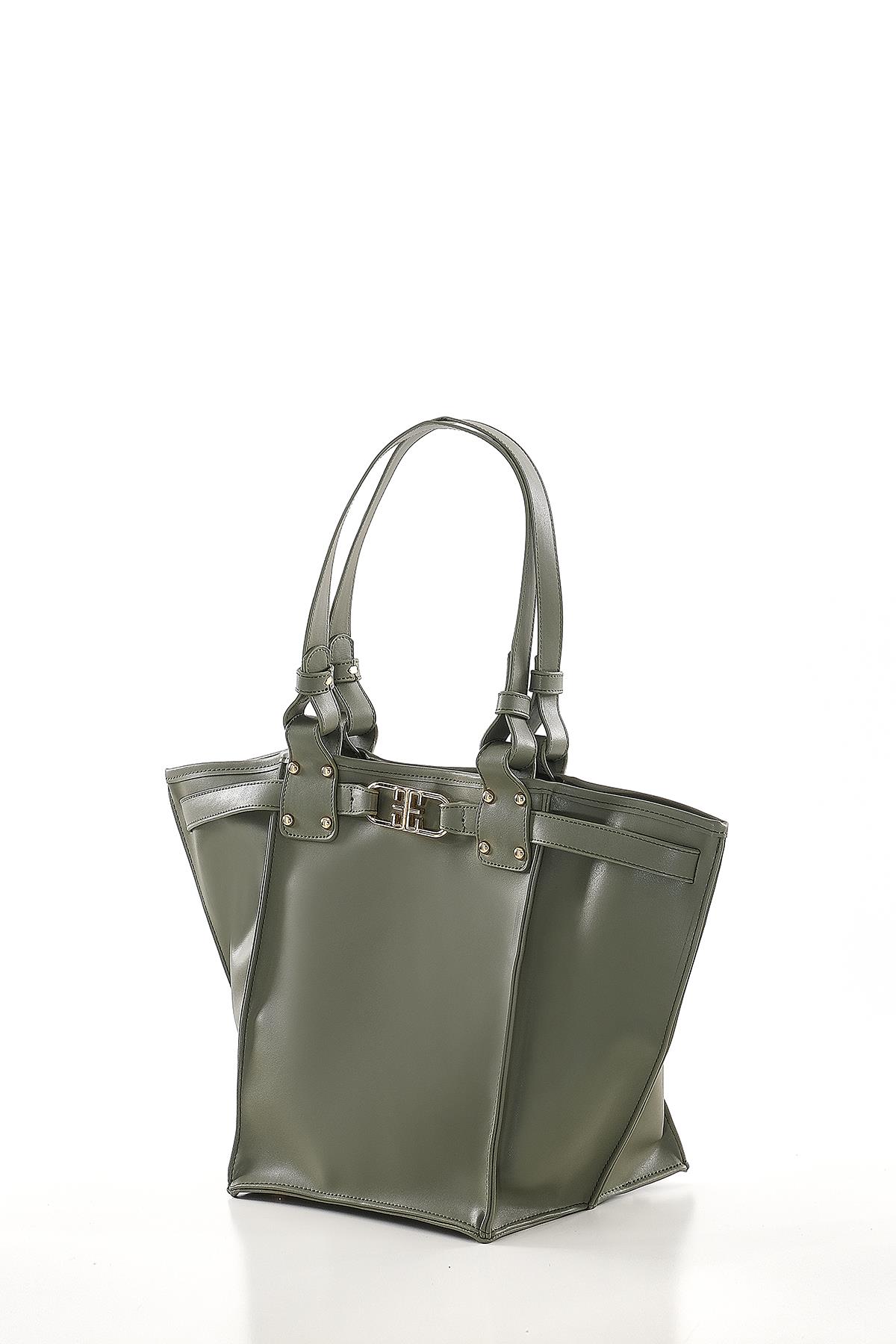 Vegan Deri, Tasarım Askı Detaylı, Geniş İç Hacimli, El ,Omuz Çanta