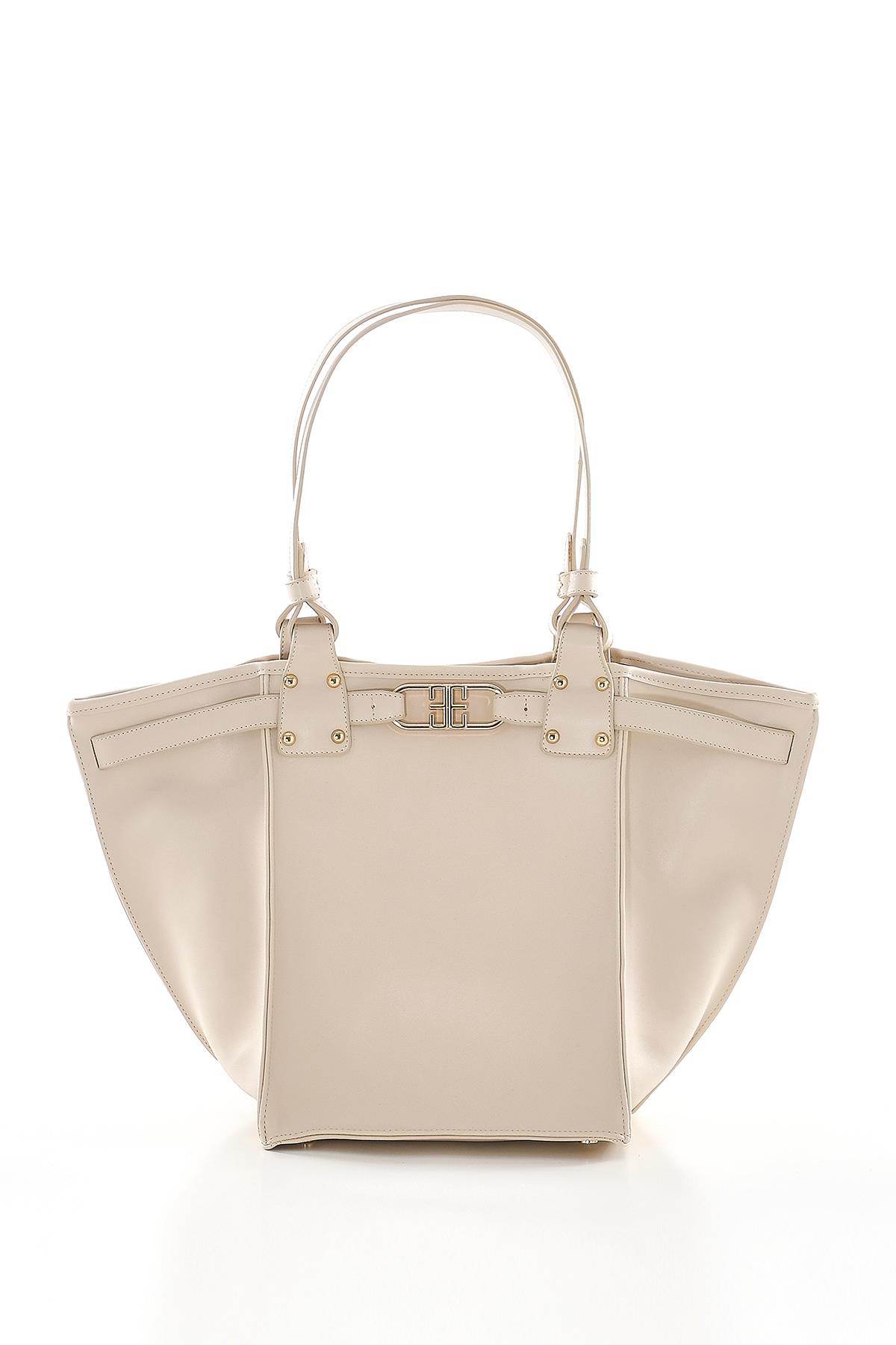 Vegan Deri, Tasarım Askı Detaylı, Geniş İç Hacimli, El ,Omuz Çanta