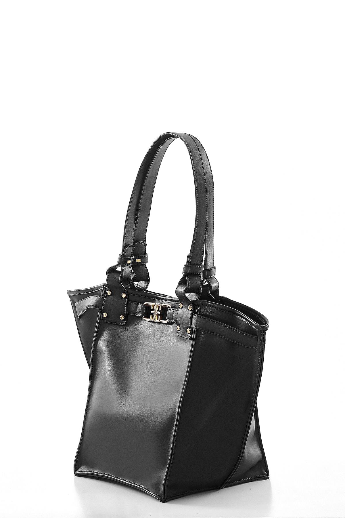 Vegan Deri, Tasarım Askı Detaylı, Geniş İç Hacimli, El ,Omuz Çanta