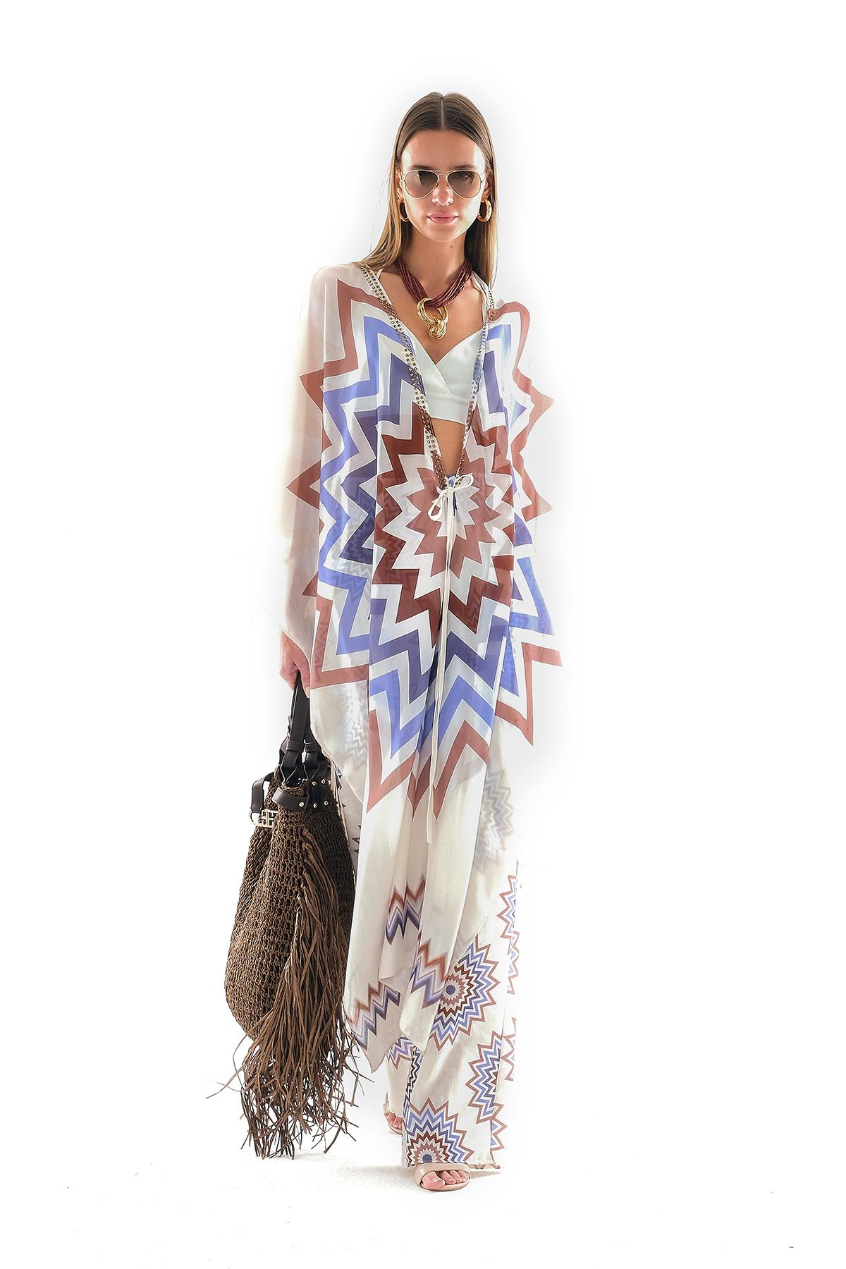 Vual  Kimono Ve Keten Bol Paça Pantolon Takım