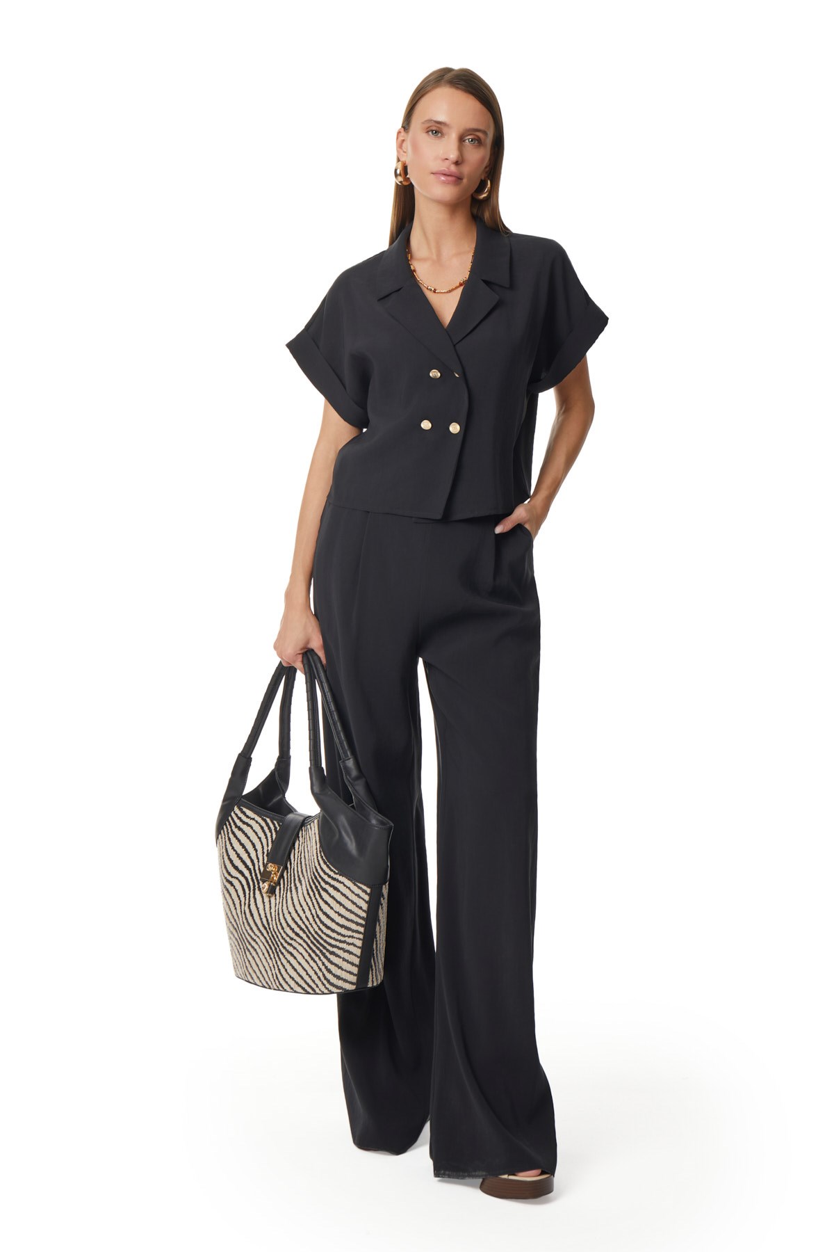 Yakalı Kruvaze Bluz