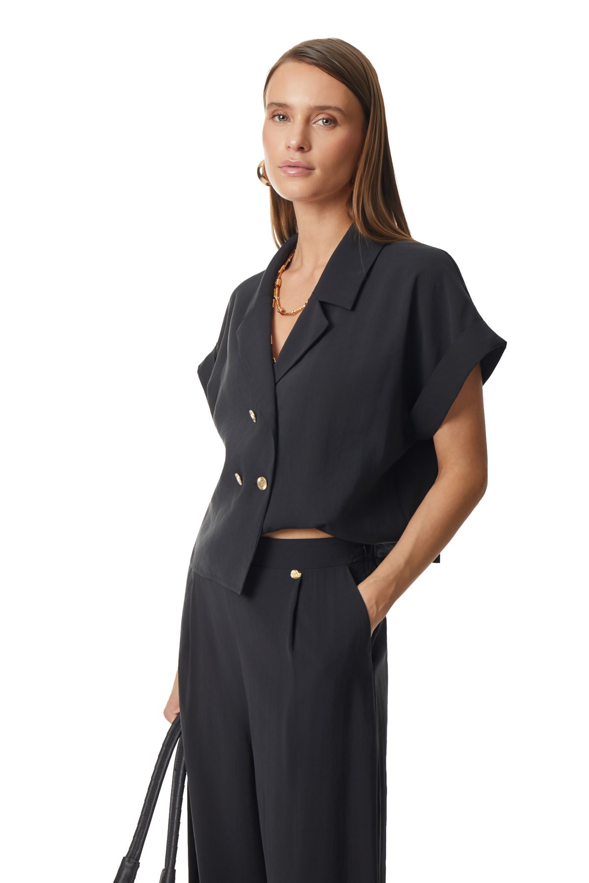 Yakalı Kruvaze Bluz