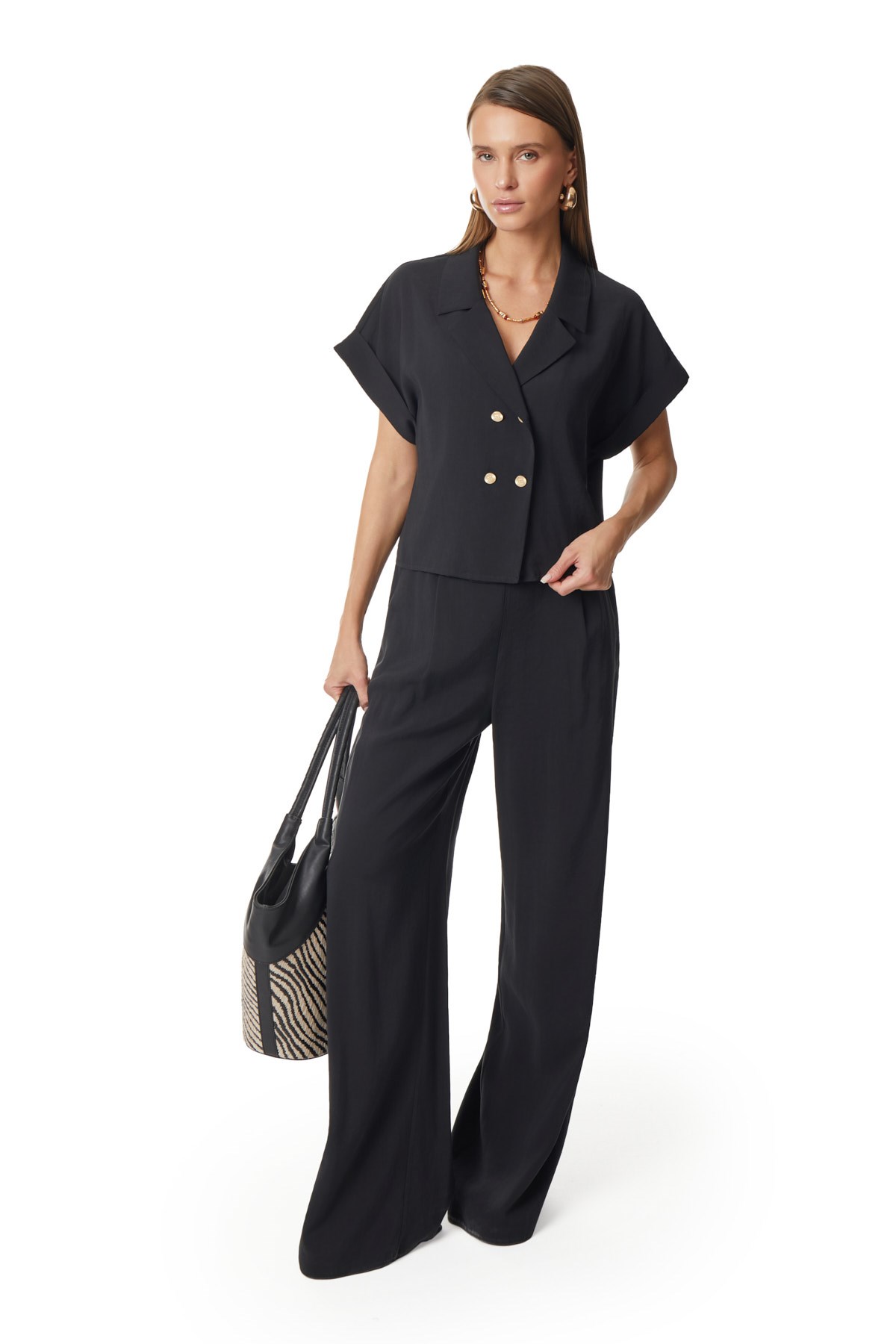 Yakalı Kruvaze Bluz