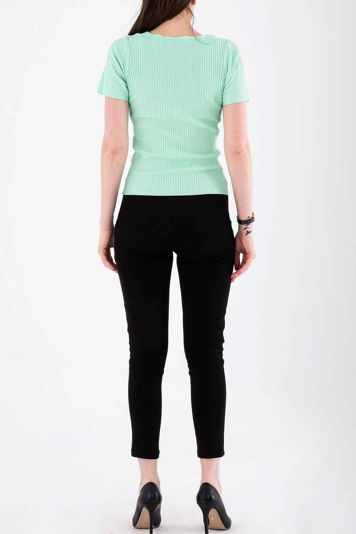 Yarım Kollu V Yaka Triko