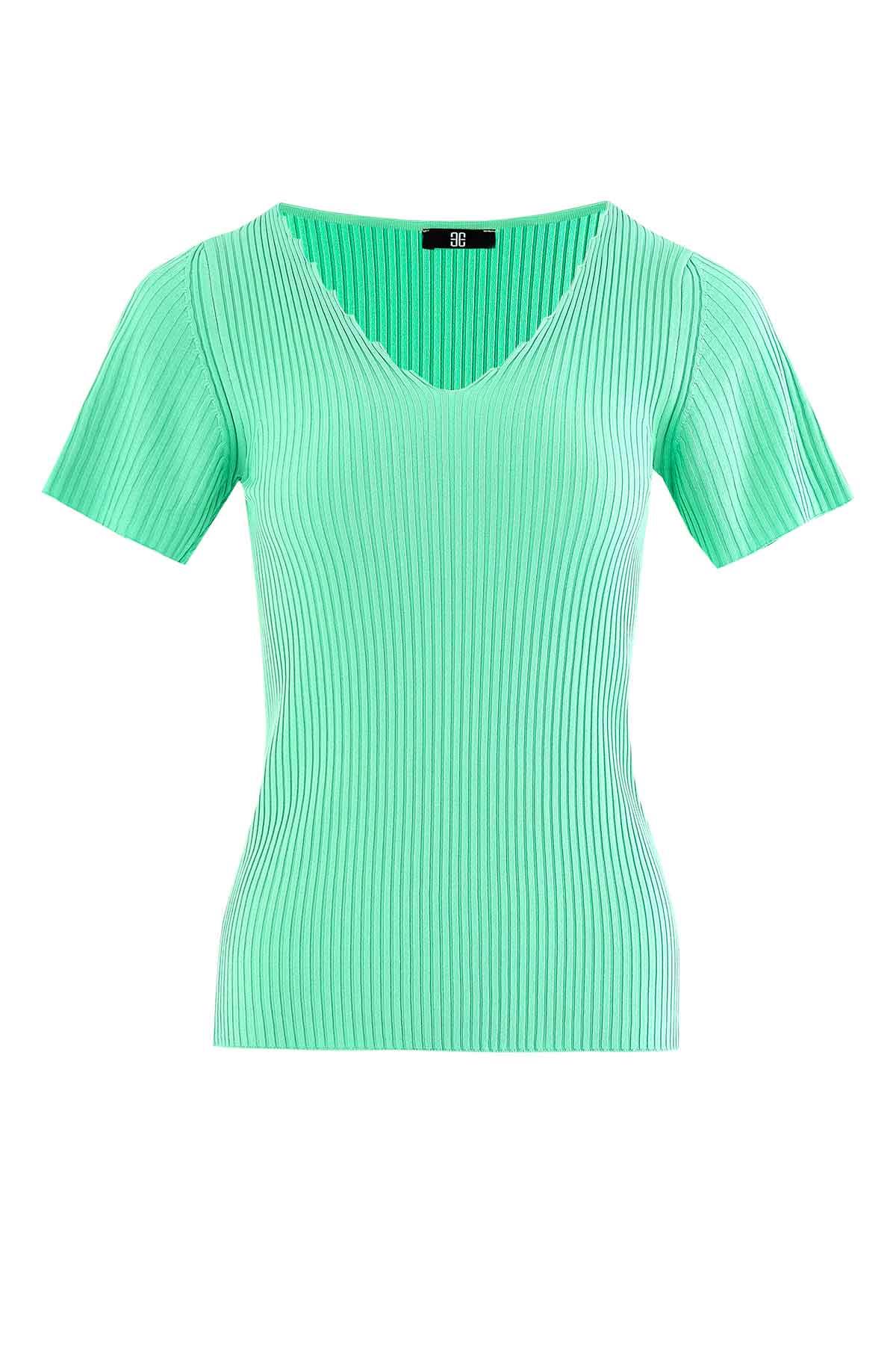 Yarım Kollu V Yaka Triko